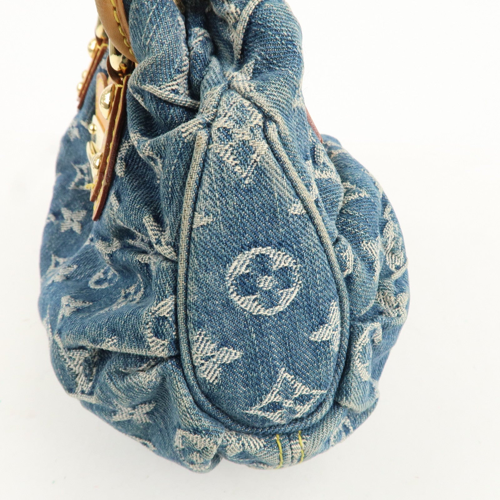 Louis Vuitton Monogram Denim Pleaty Hand Bag Blue M95020