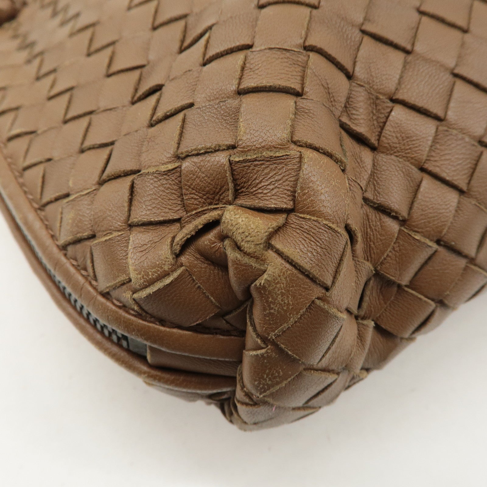 BOTTEGA VENETA Intrecciato Leather Shoulder Bag Brown 245355