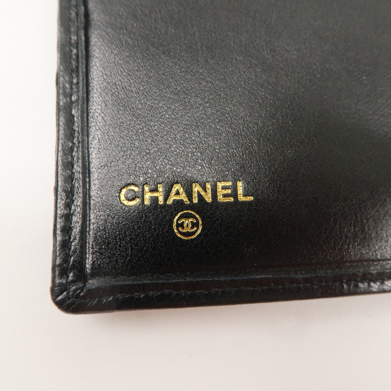 CHANEL Bicolore Leather Coco Mark Leather Bi-Fold Long Wallet Used