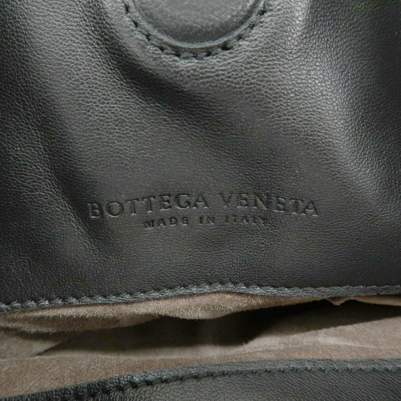 BOTTEGA VENETA Intrecciato Leather Campana Shoulder Bag Black 125787