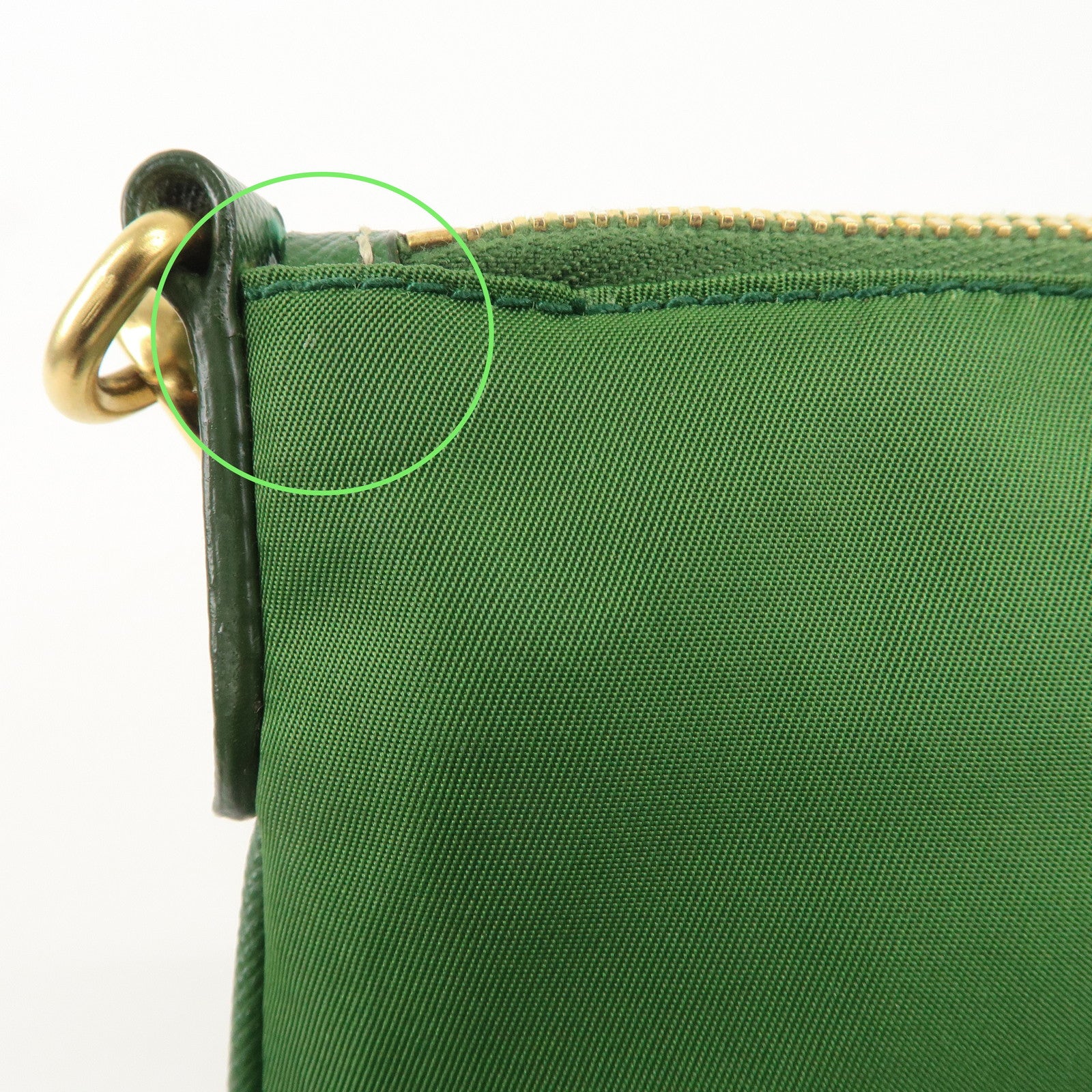 PRADA Nylon Saffiano Leather Shoulder Bag Pouch Green BT0604