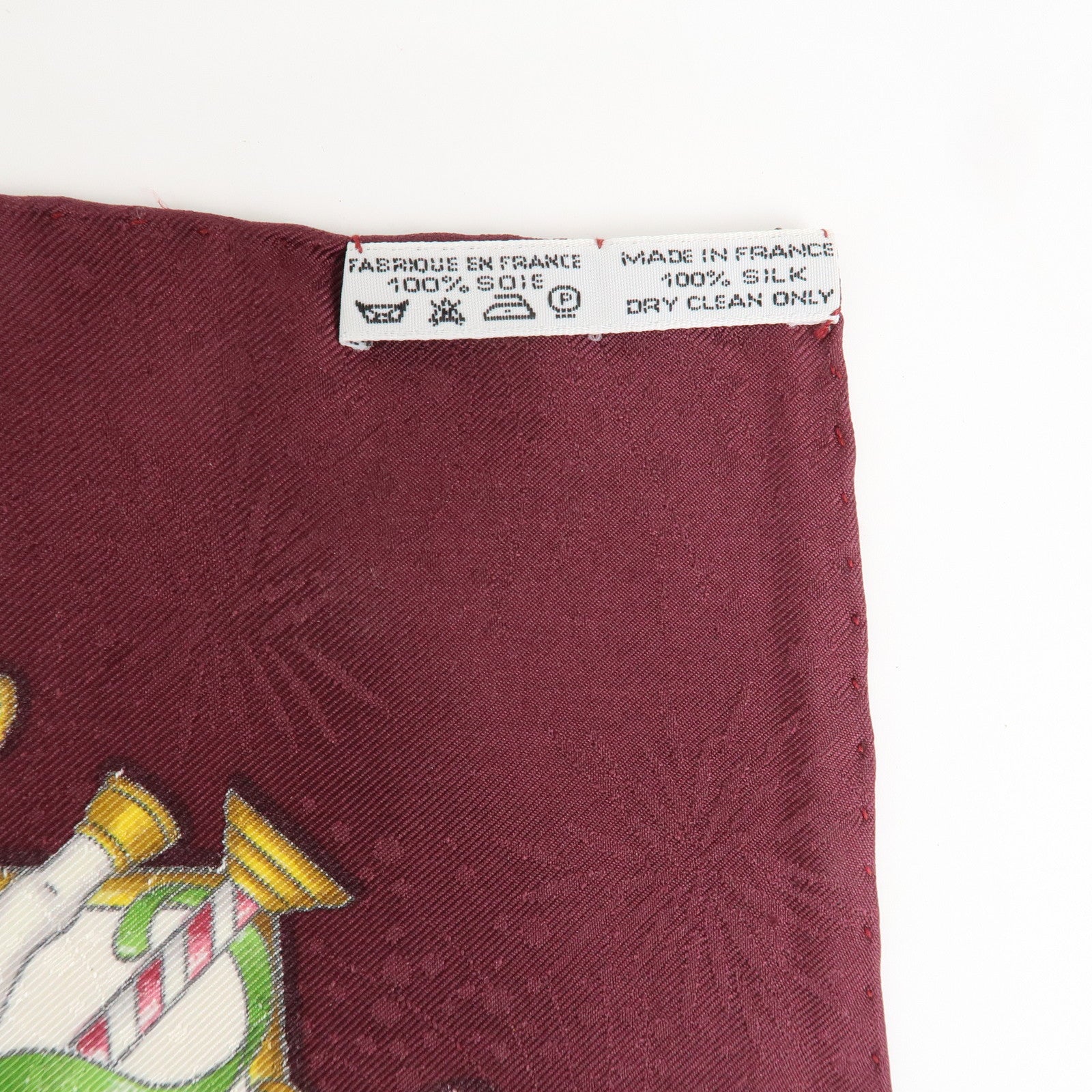 HERMES Carre 90 Silk 100% Scarf LUNA PARK Wine Red White Yellow