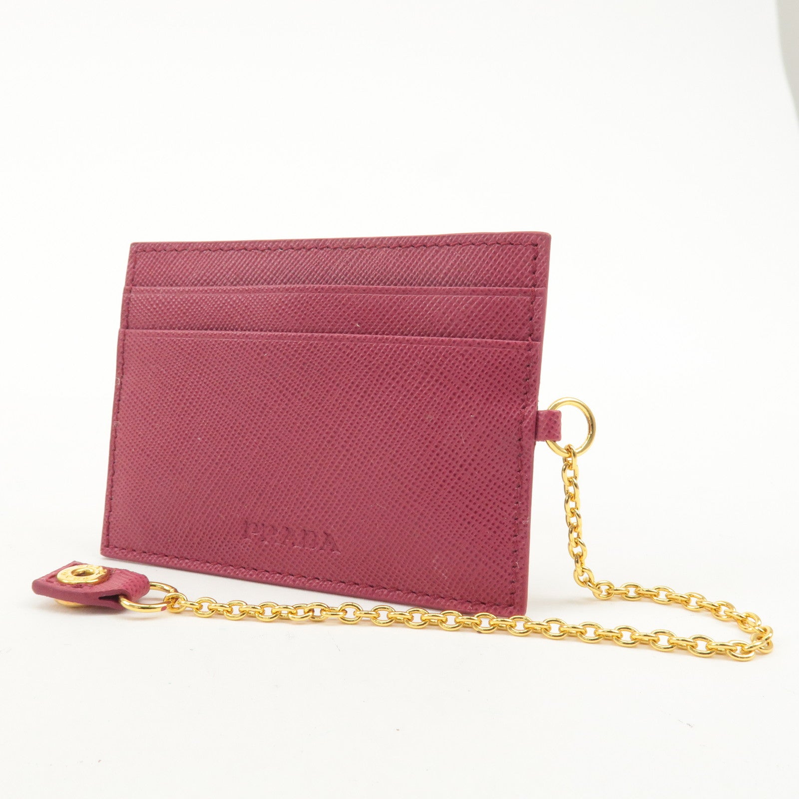 PRADA Set o 2 Saffiano Card Case Pink Gold