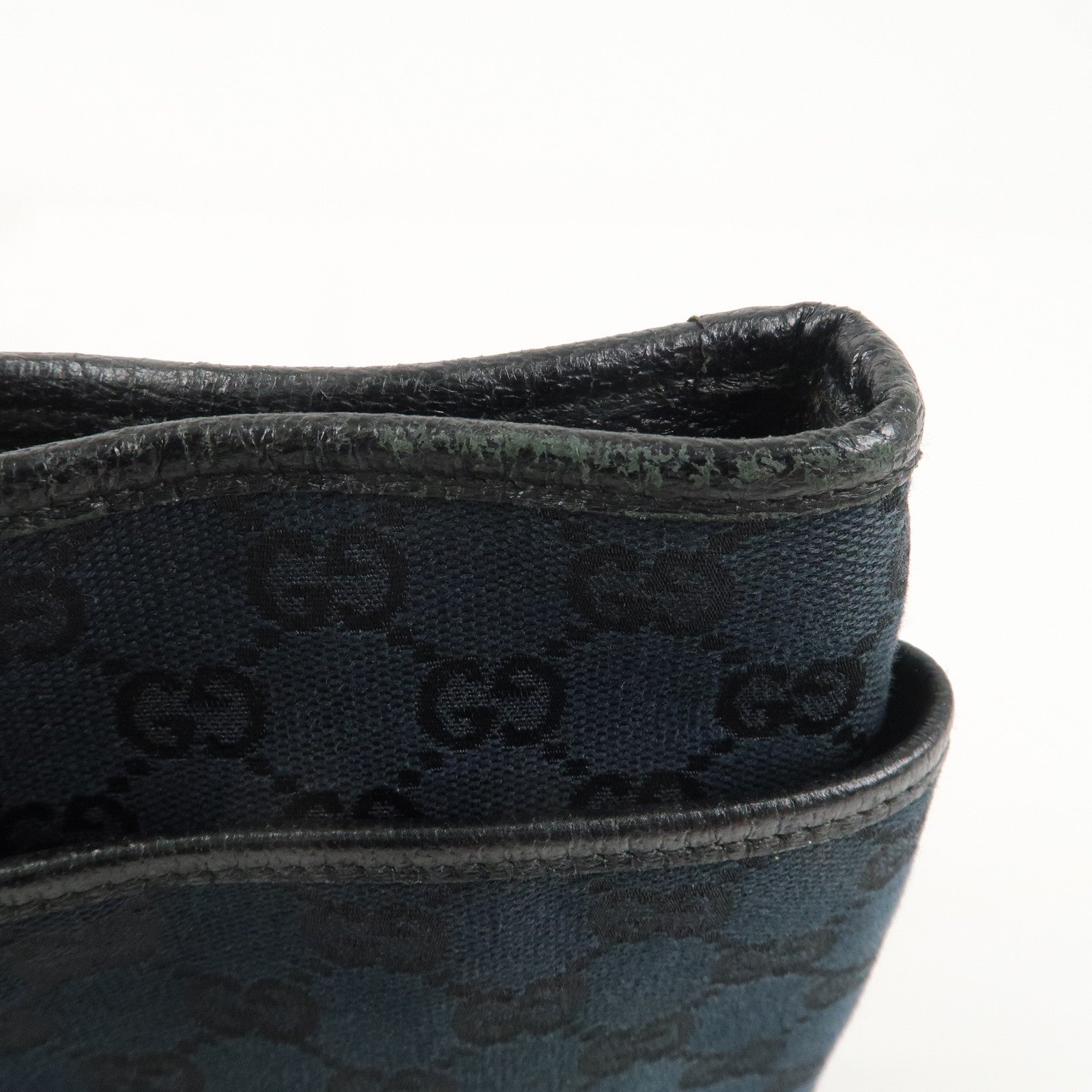 GUCCI Sherry GG Canvas Leather Shoulder Bag Blue Black 141863