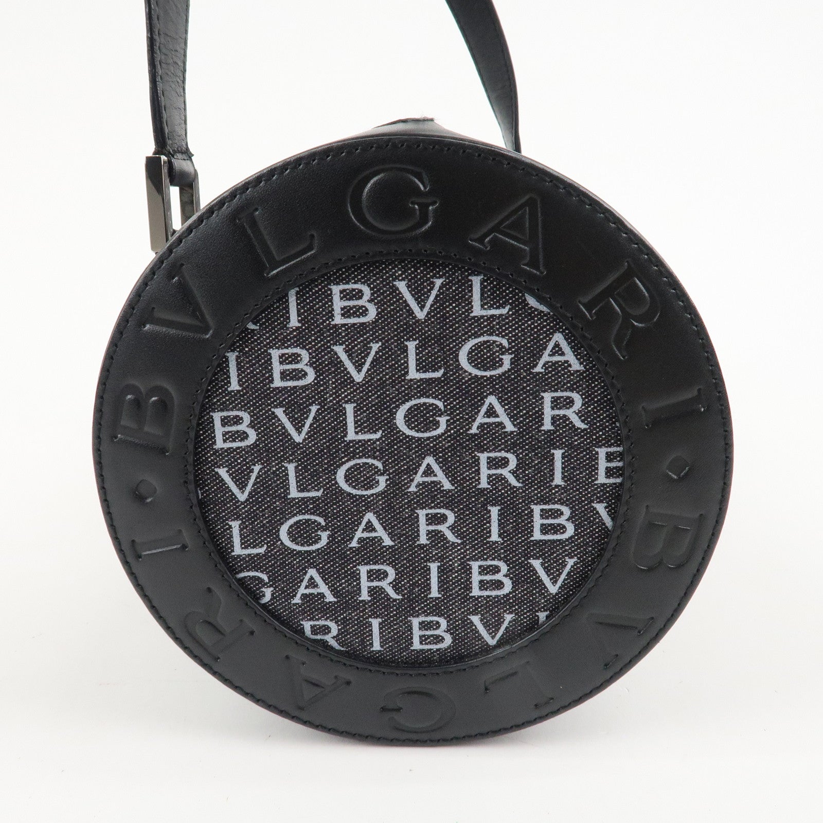 BVLGARI Logo Mania Canvas Leather B-Zero 1 Shoulder Bag Black