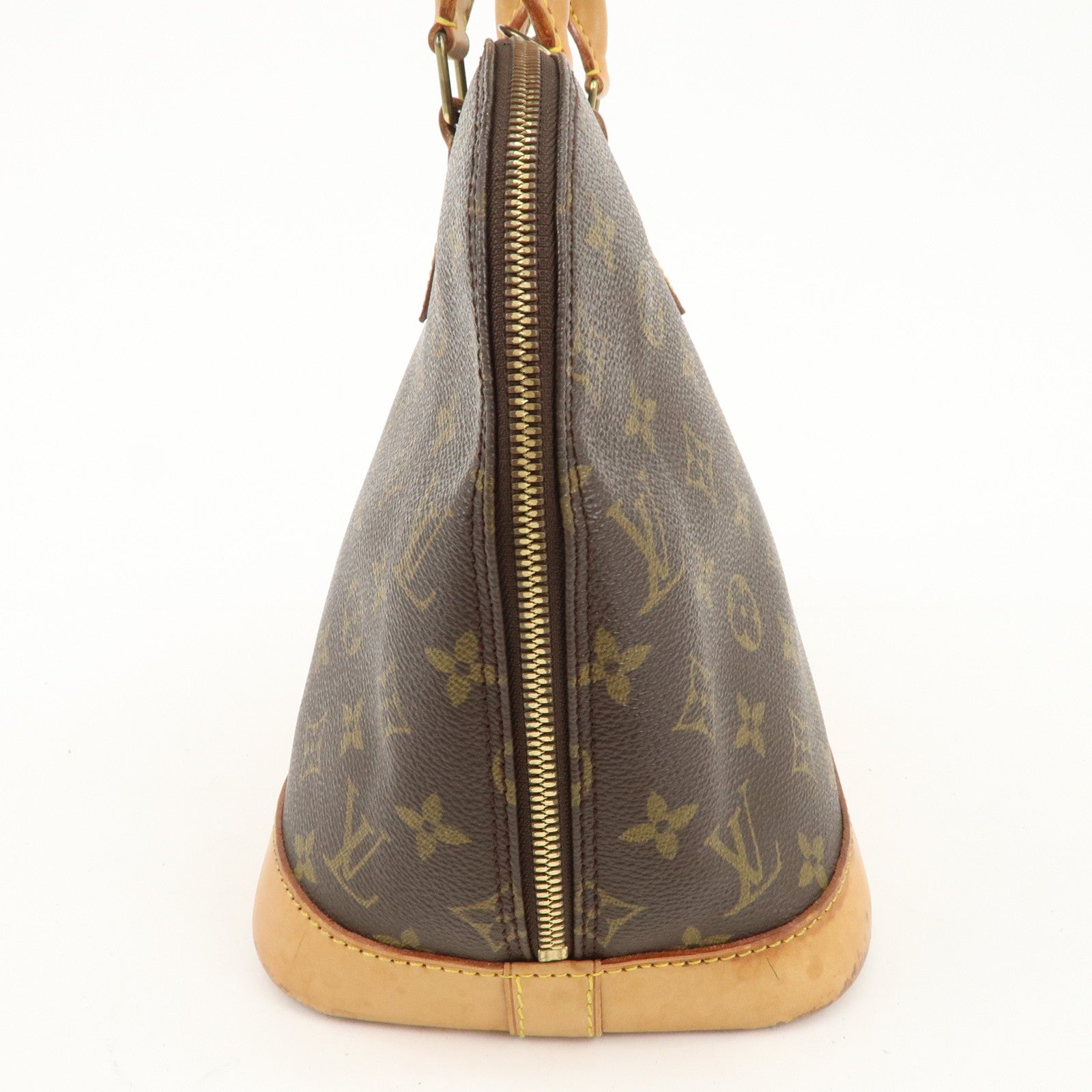 Louis Vuitton Monogram Alma Hand Bag Brown Gold Hardware M511300 Used