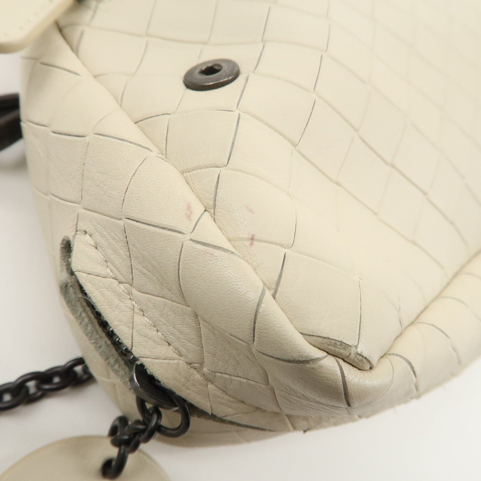 BOTTEGA VENETA Intreccio Mirage Leather Shoulder Bag White