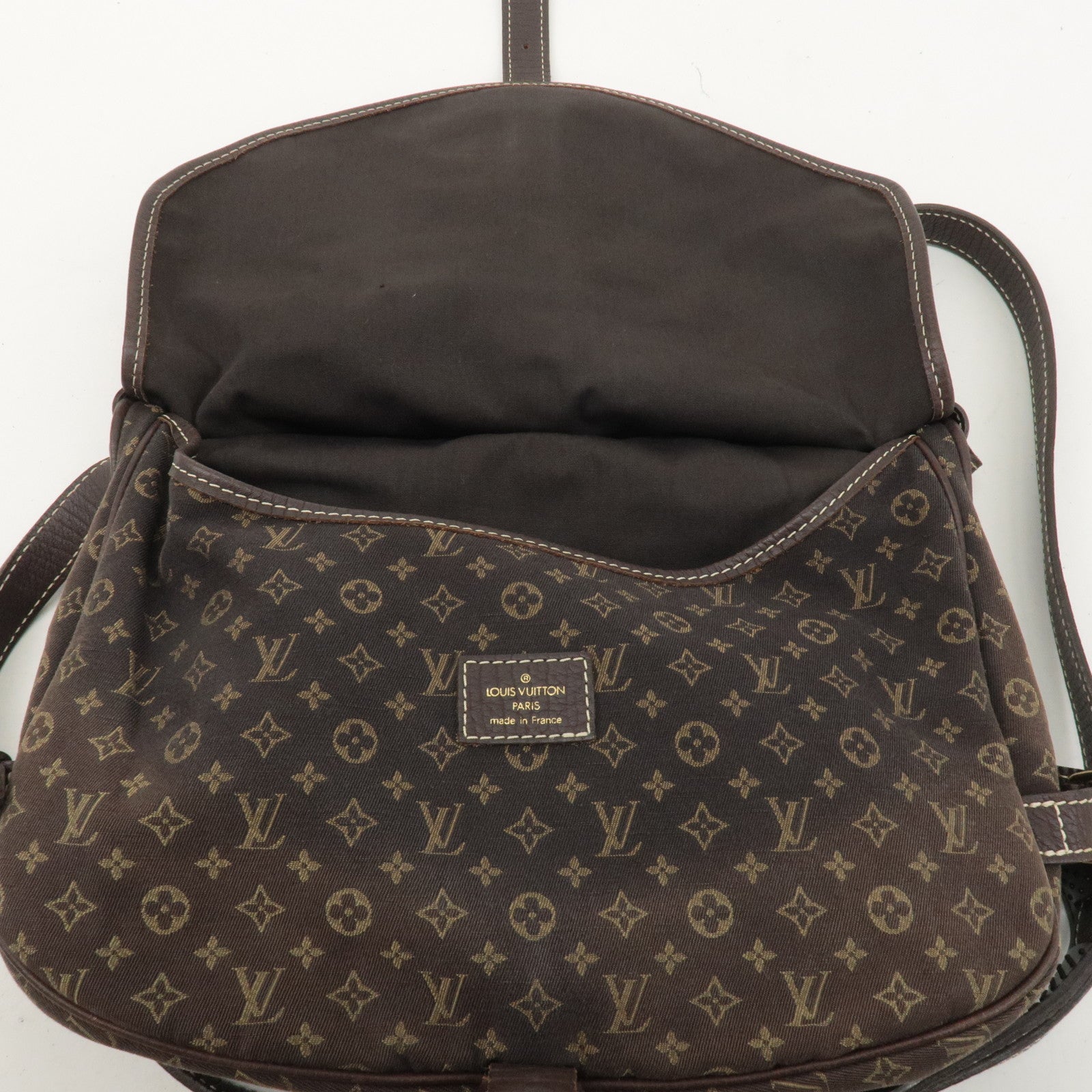 Louis Vuitton Monogram Mini Lin Saumur 30 Ebene Brown M95227