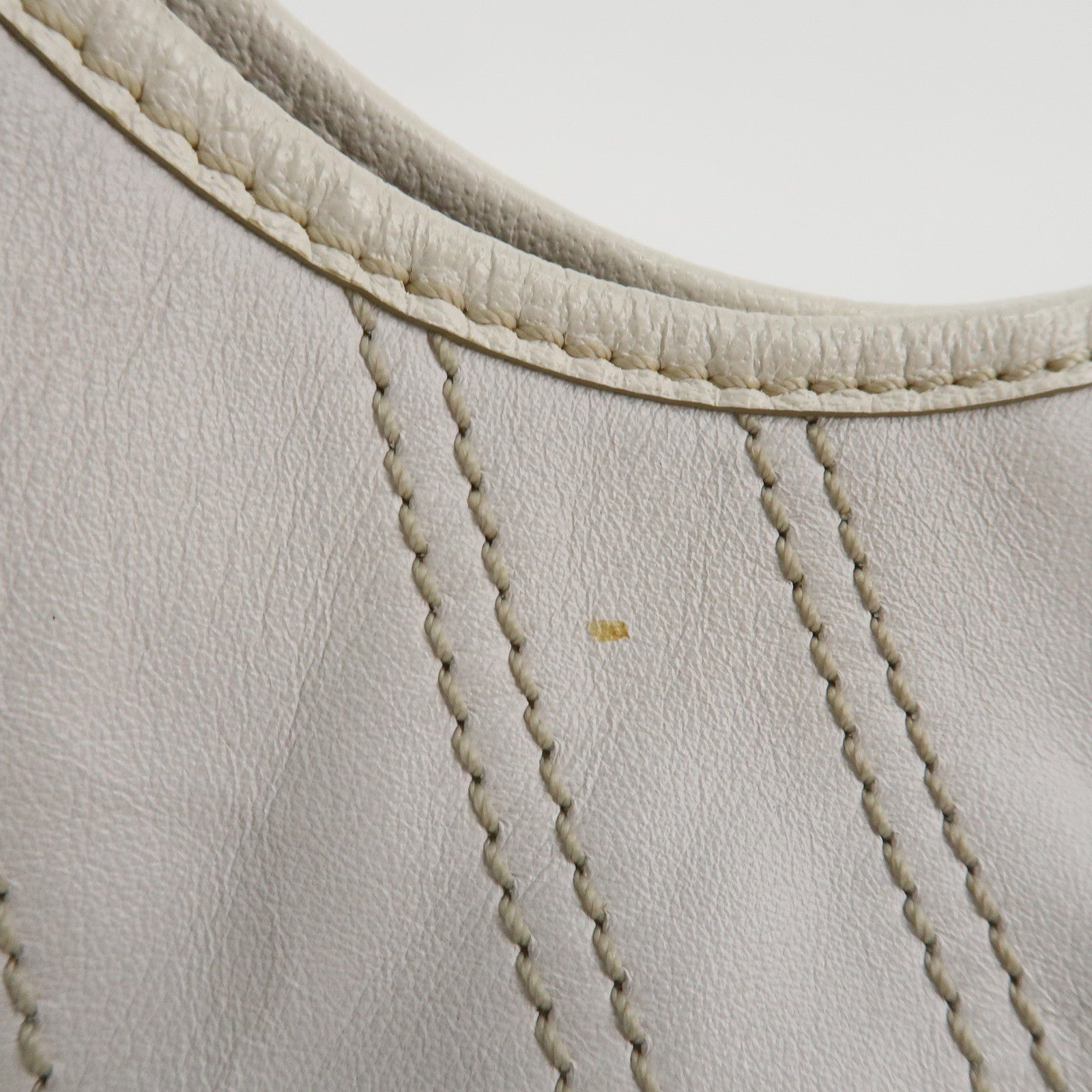 CELINE Leather Shoulder Bag White Gold Hardware