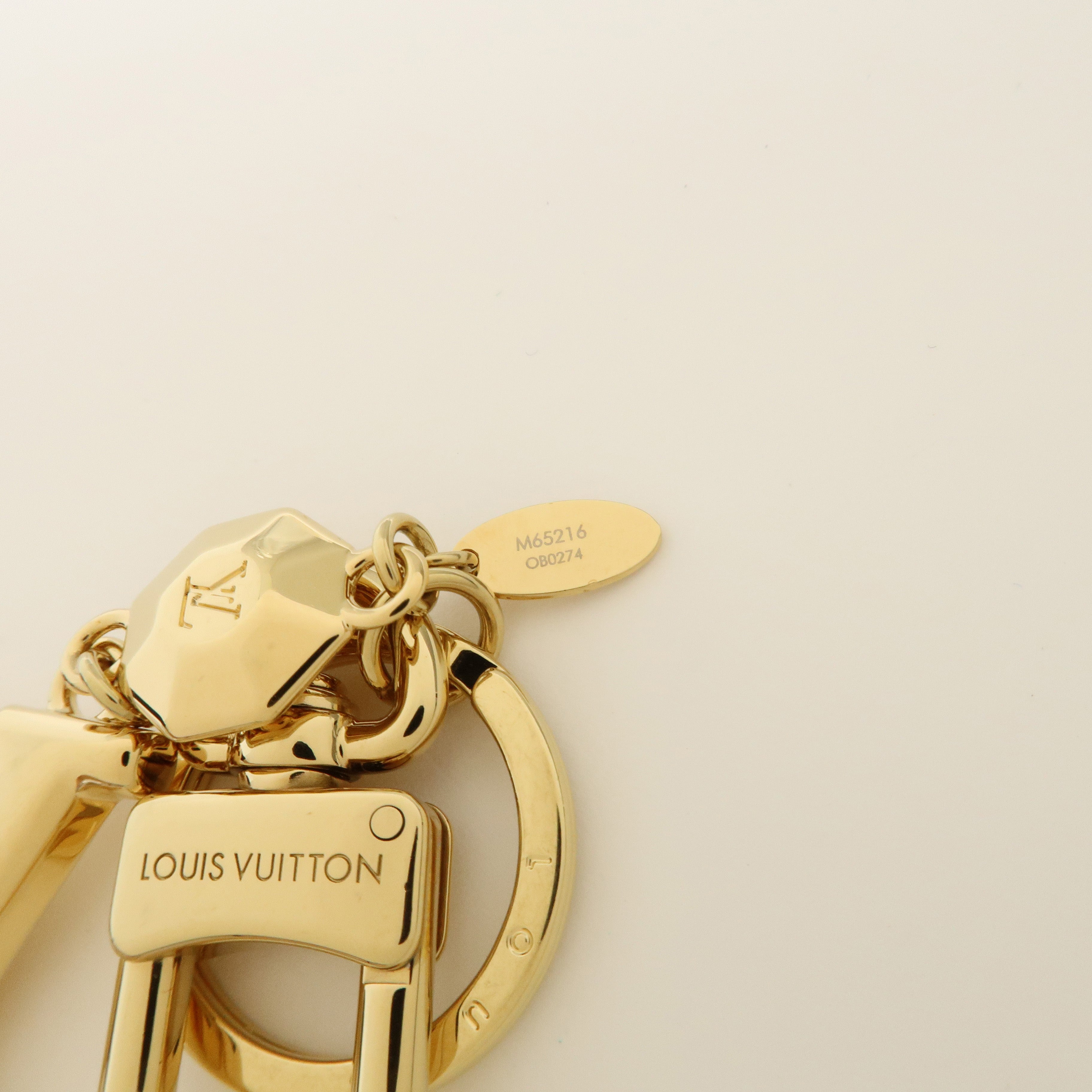 Louis Vuitton Key Holder LV Facettes Gold Bag Charm M65216 Used