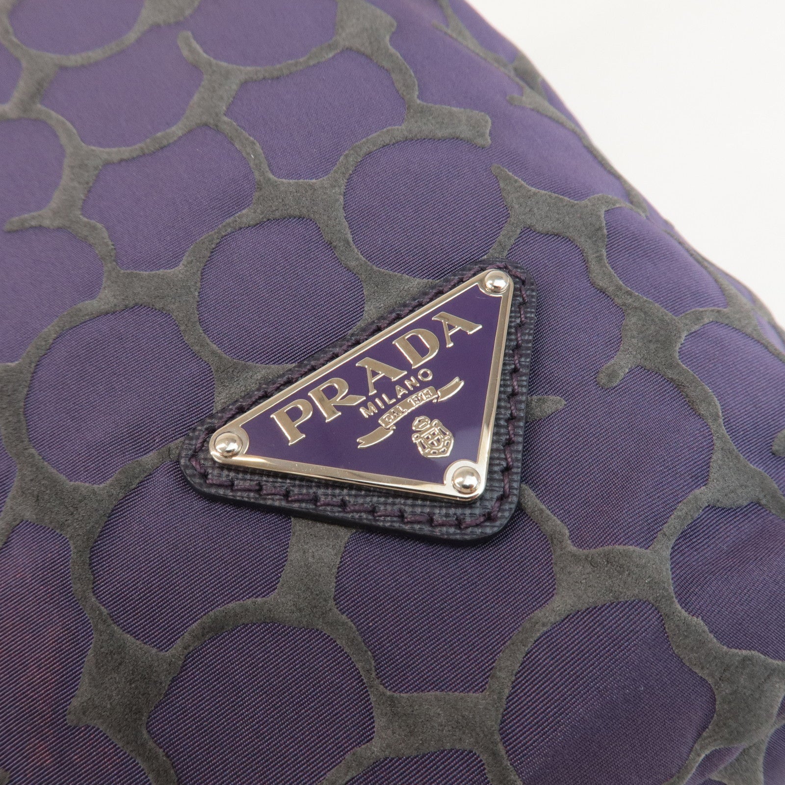 PRADA Logo Nylon Saffiano Leather 2Way Hand Bag Purple B2052A