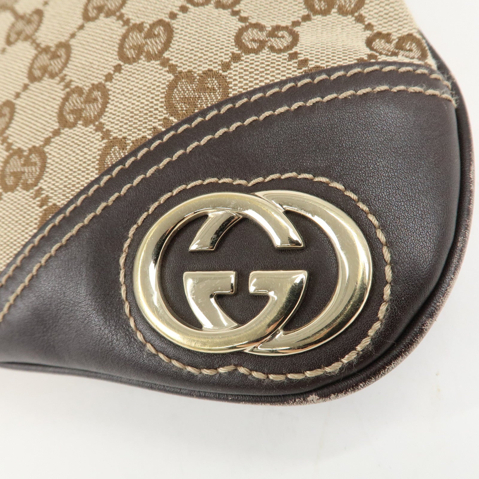 GUCCI Interlocking G GG Canvas Leather Shoulder Bag 169947 Used