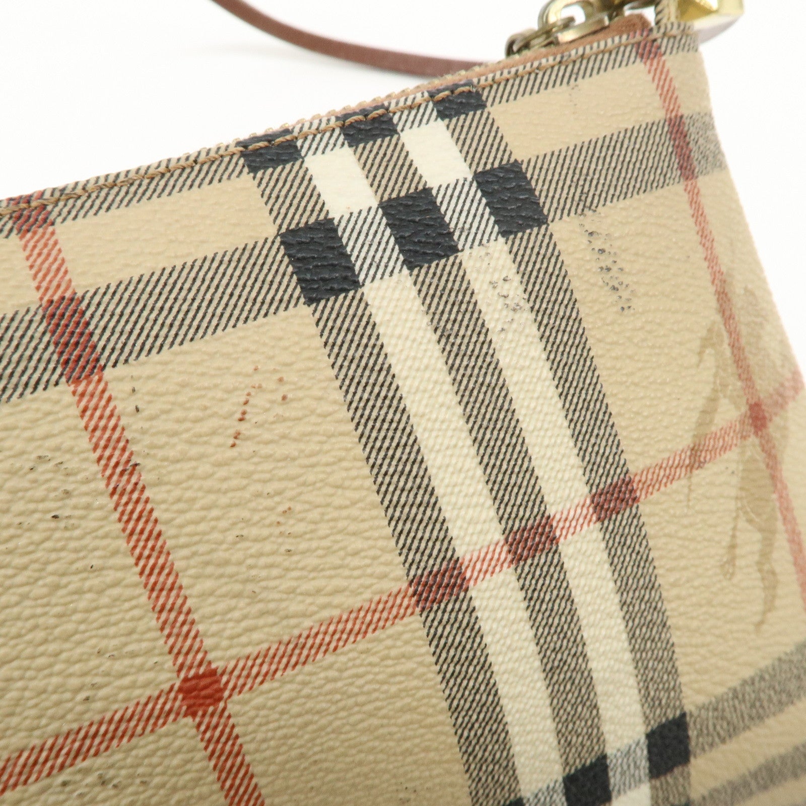 BURBERRY Leather Nova Plaid Shoulder Bag Beige Brown