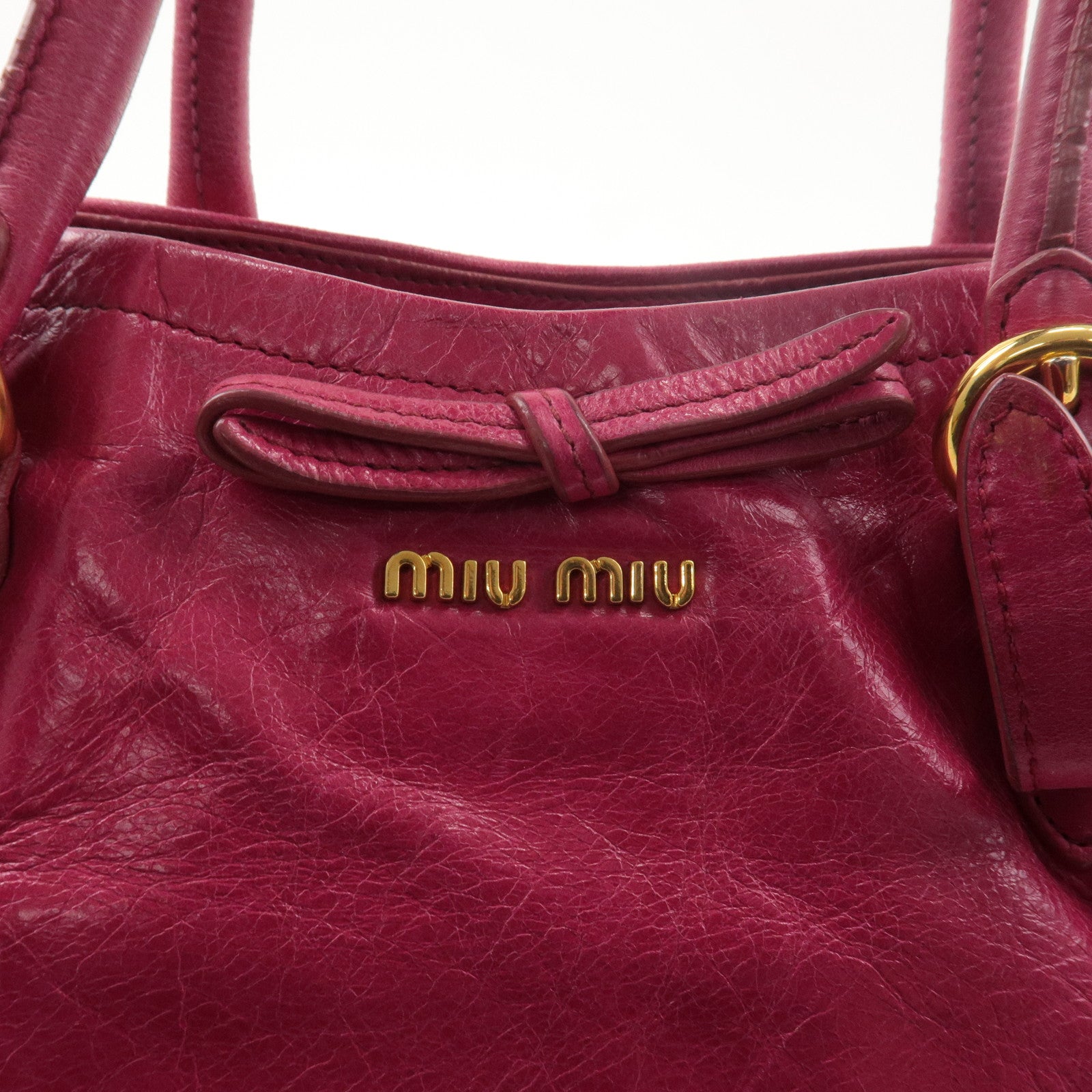 MIU MIU Leather 2WAY Bag Hand Bag Shoulder Bag Pink