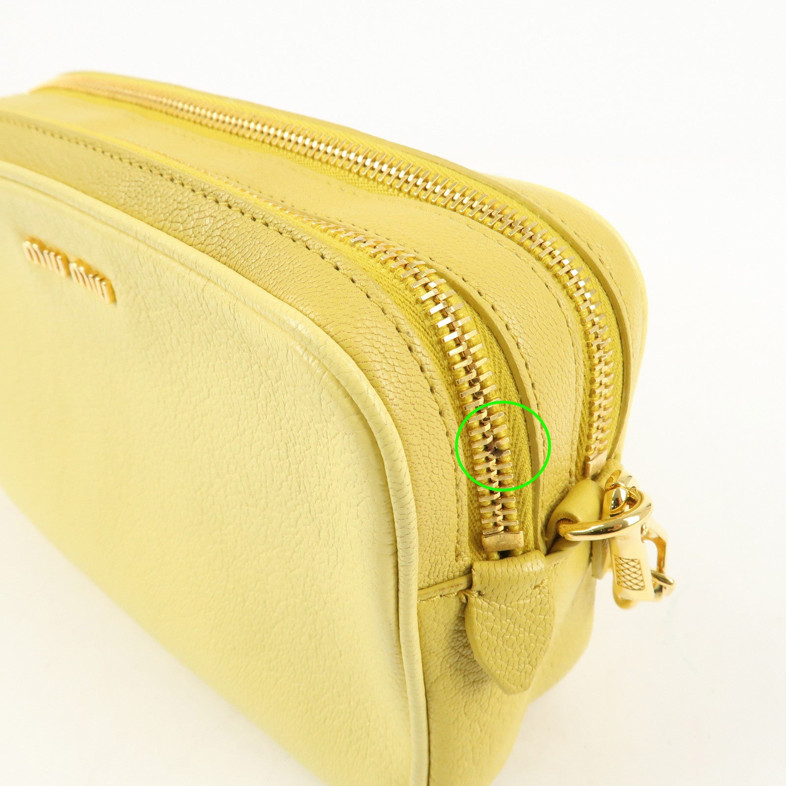 MIU MIU Leather MADRAS BICOLORE Shoulder Bag Yellow RT0539