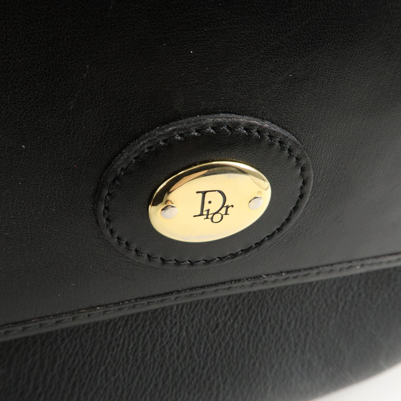 Christian Dior Honeycomb PVC Leather Shoulder Bag Black