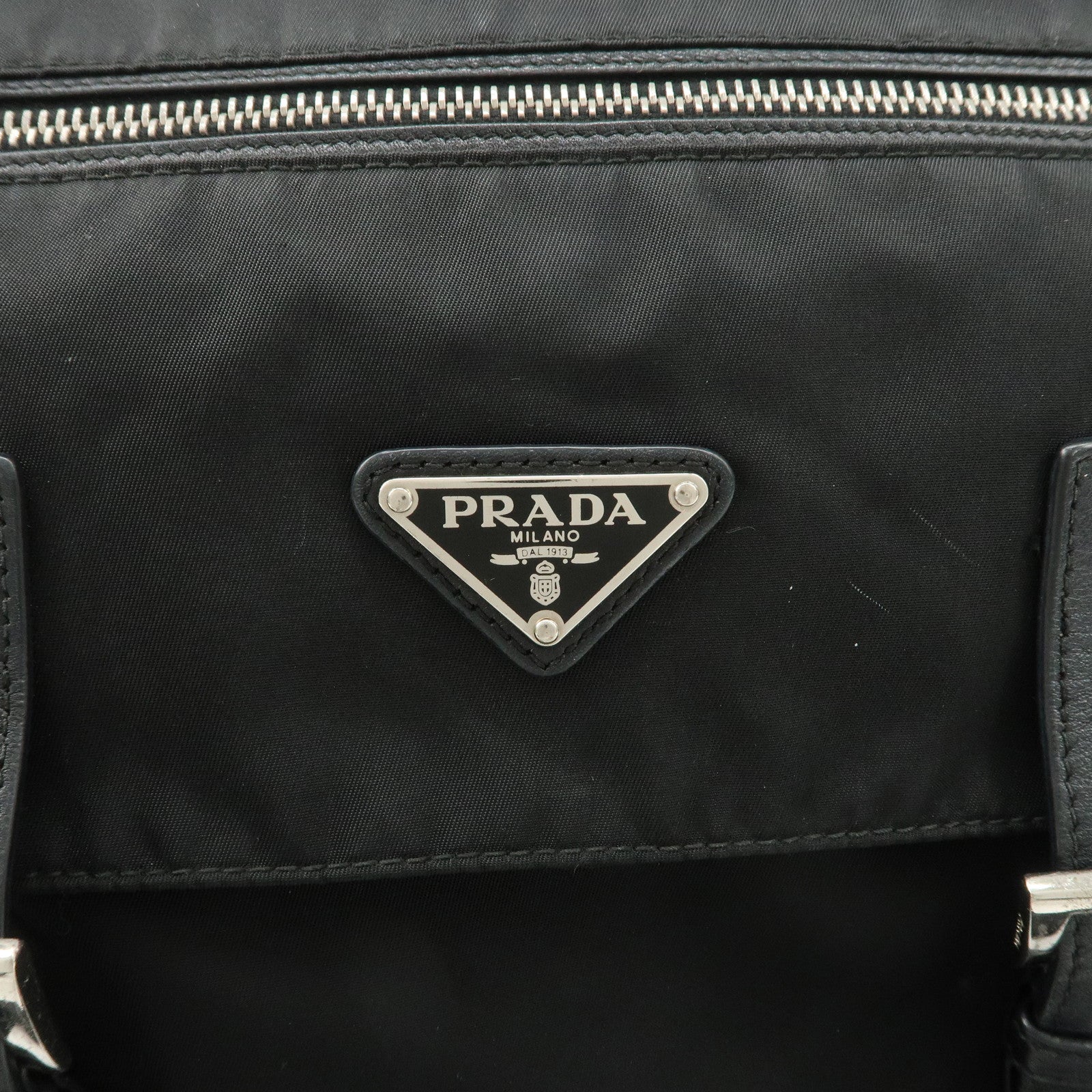 PRADA Nylon Leather Triangle Logo Shoulder Bag Black BT0713 Used