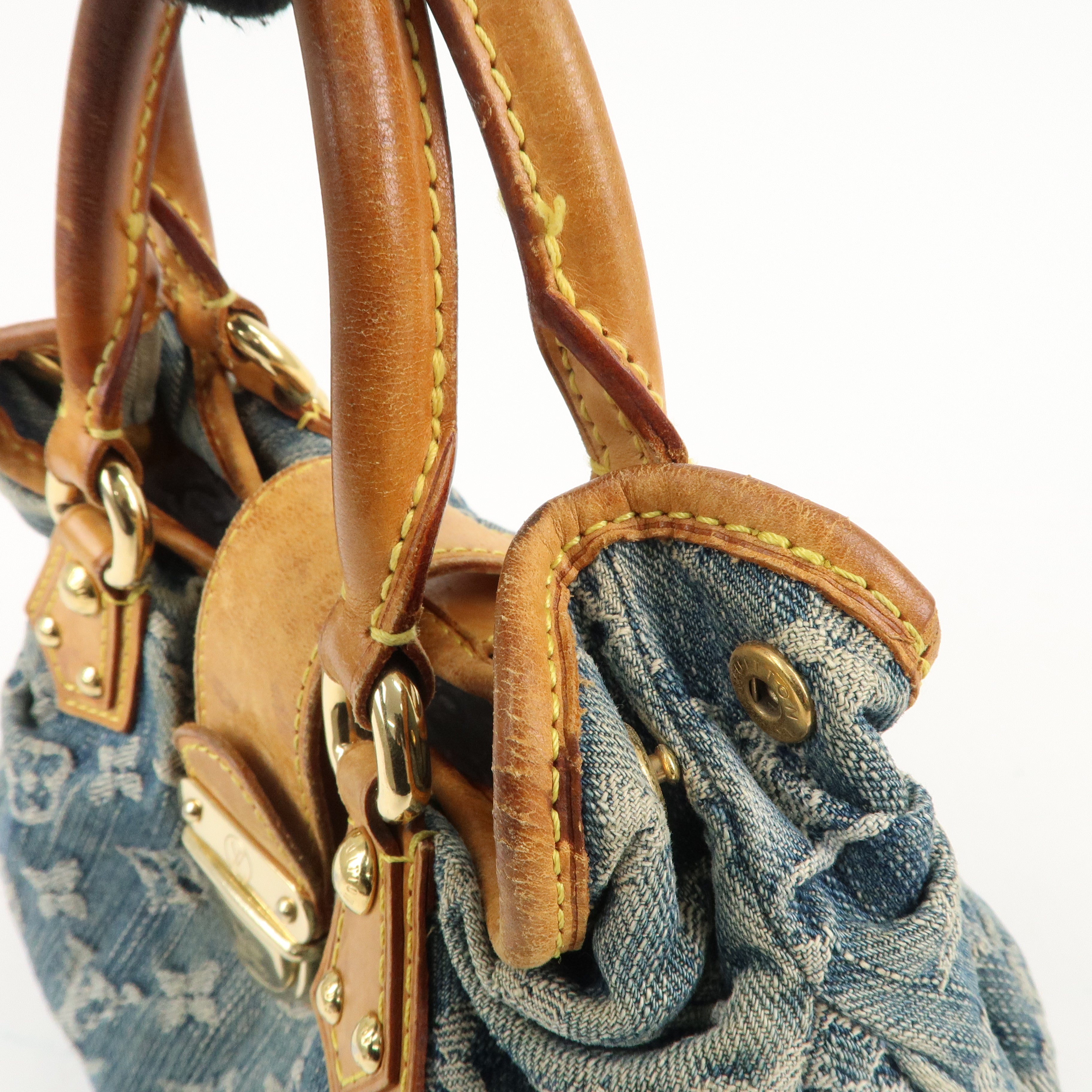 Louis Vuitton Monogram Denim Pleaty Hand Bag Blue M95020