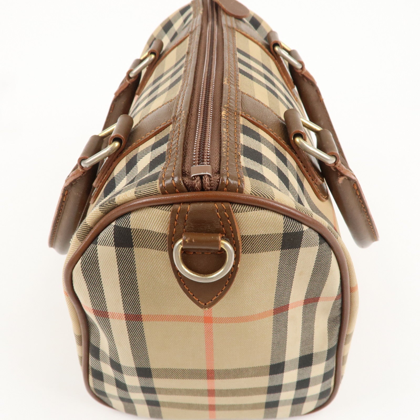 Burberry Burberrys Canvas Leather Mini Boston Bag