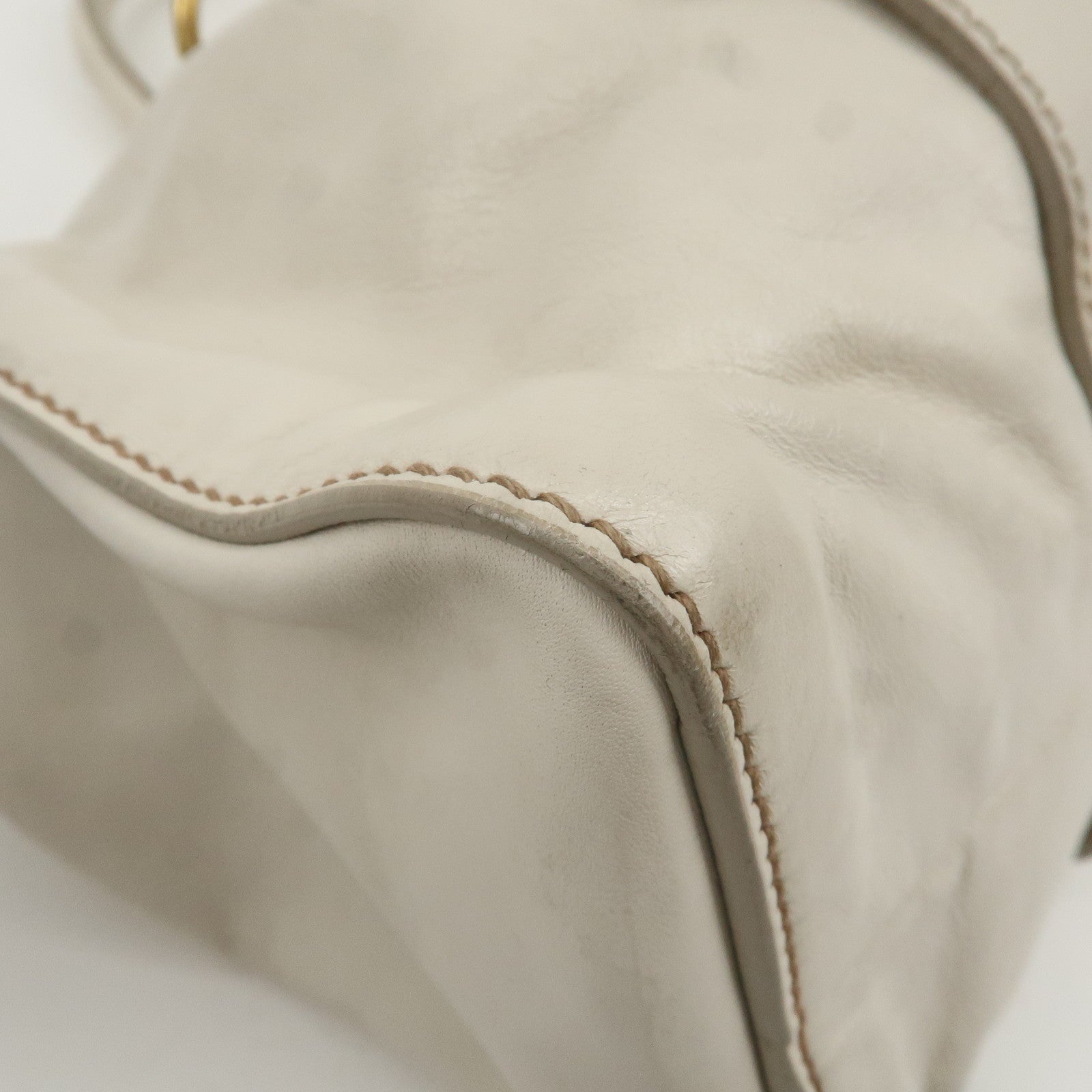 MIU MIU Leather 2WAY Bag Hand Bag White