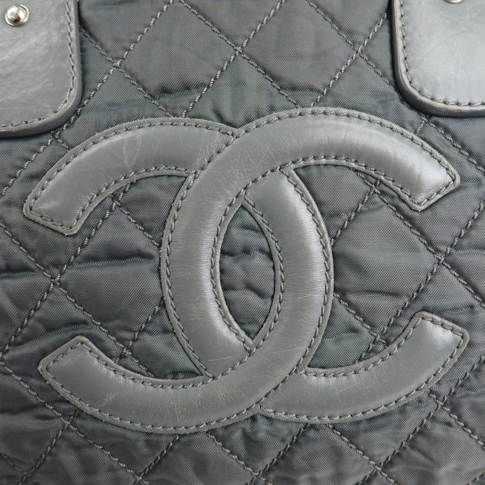 CHANEL Paris New York Line Wild Stitch Nylon Leather Tote Bag