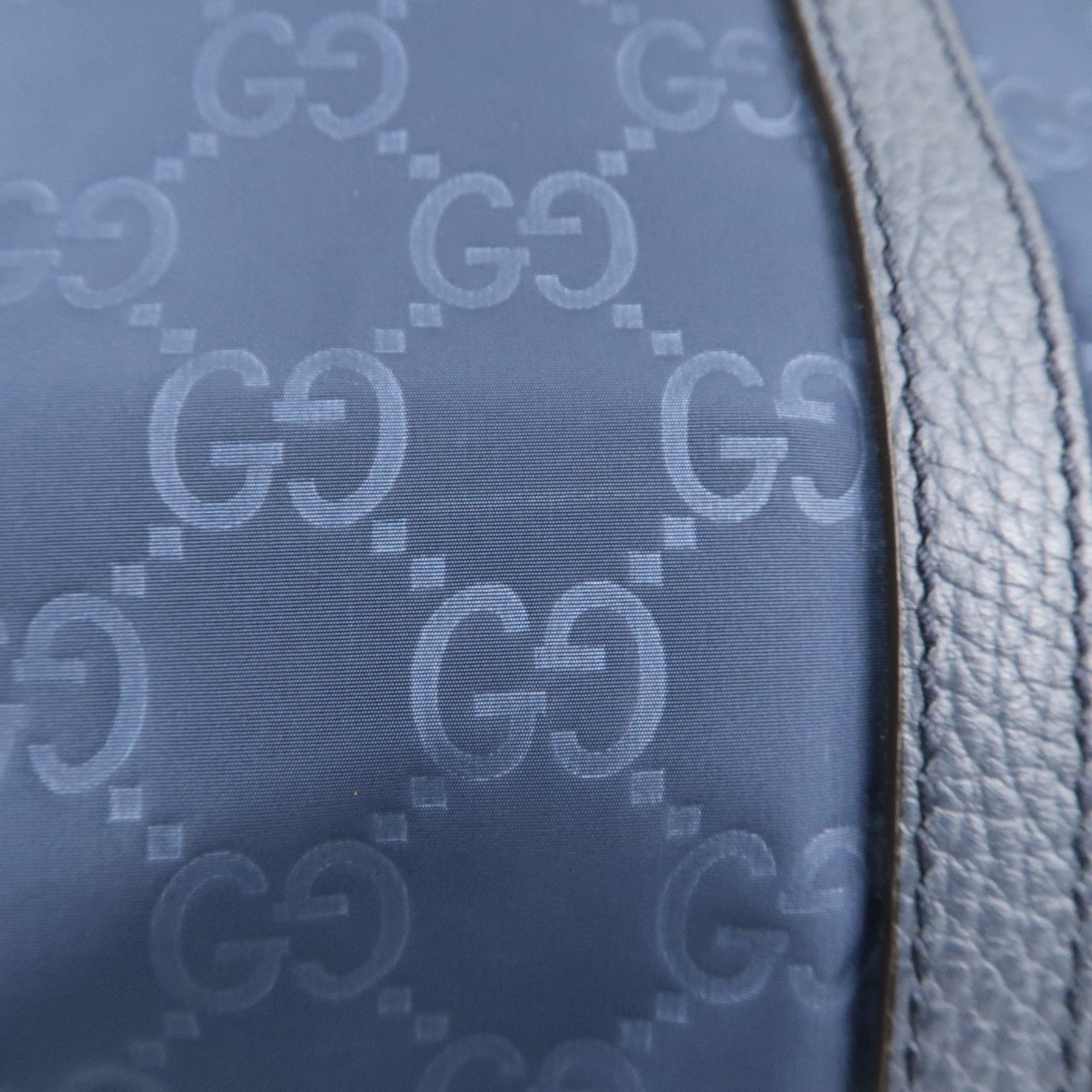 GUCCI GG Nylon Leather 2Way Bag Tote Bag 387067 Navy