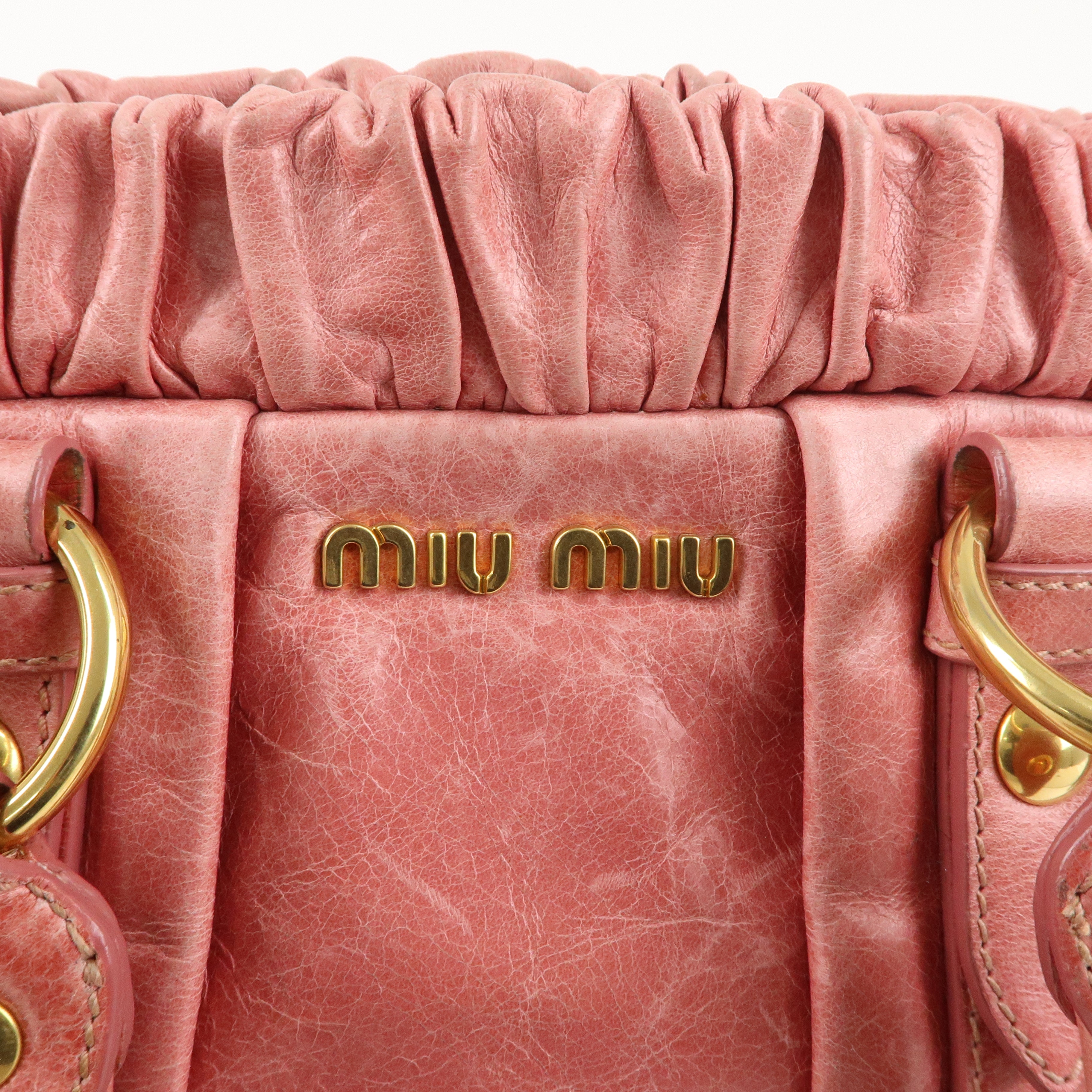 MIU MIU Leather 2Way Bag Shoulder Bag Hand Bag Pink