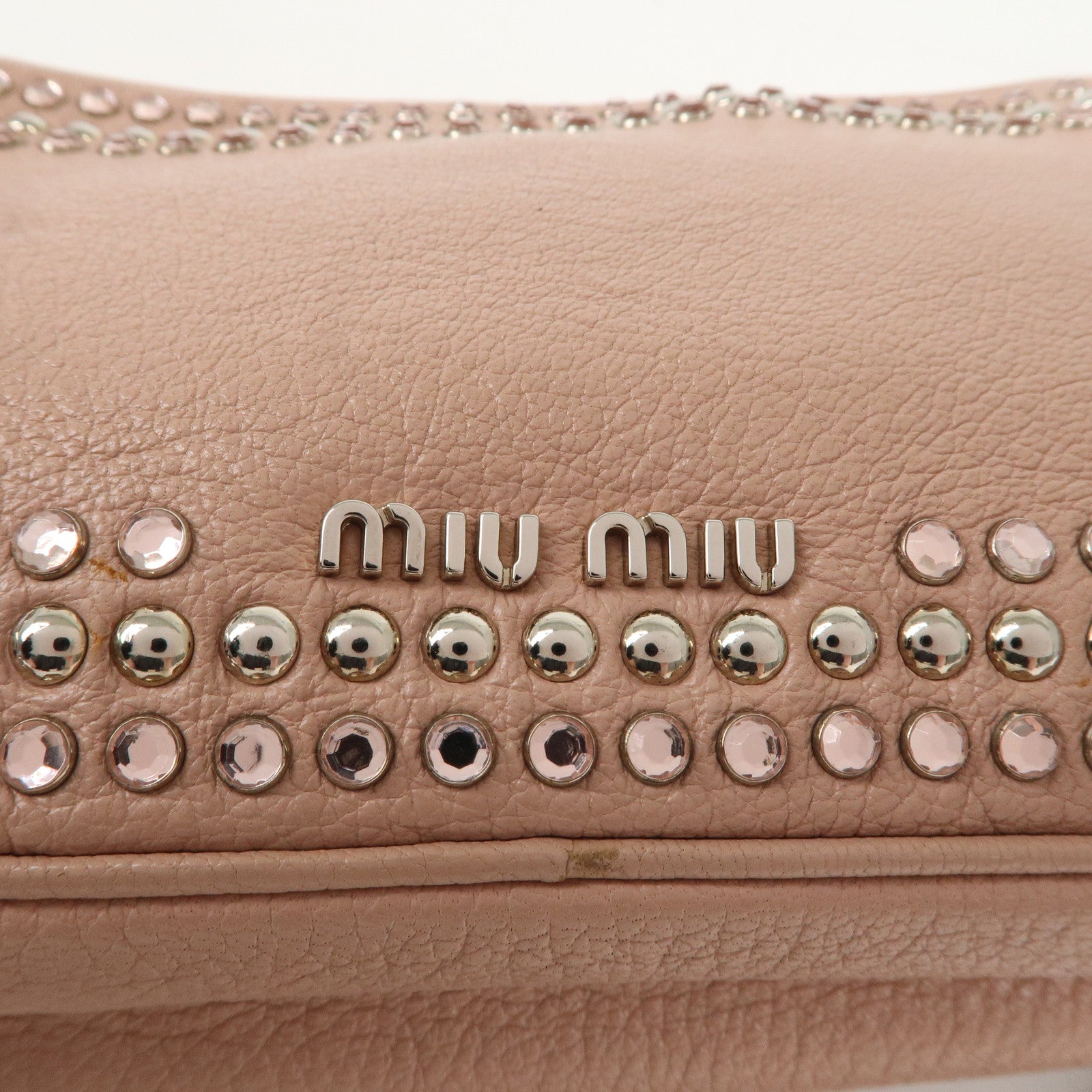 MIU MIU Leather Bijoux Shoulder Bag Crossbody Bag Pink