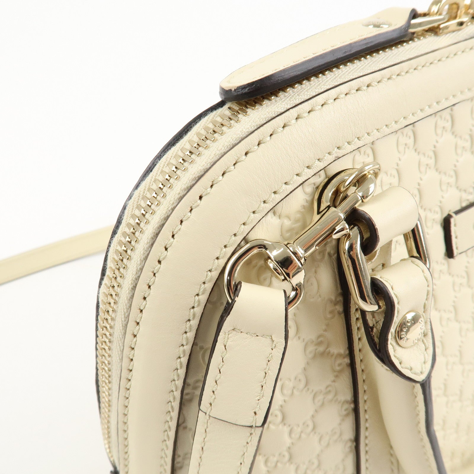 GUCCI Micro Guccissima Leather 2WAY Bag Hand Bag Ivory 449654