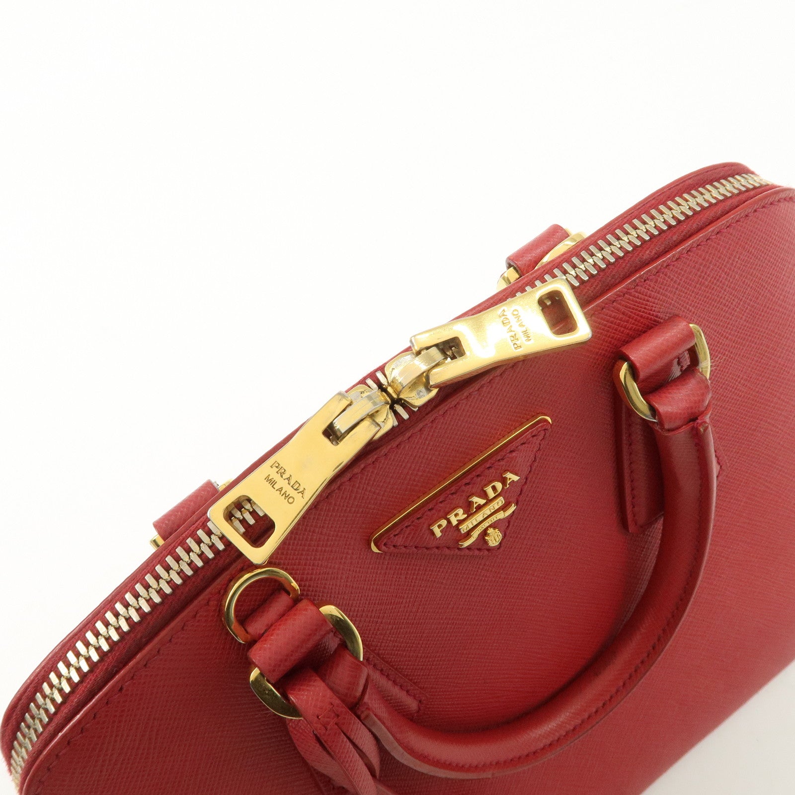 PRADA Promenade Saffiano Leather 2Way Shoulder Bag Red BL0838 Used