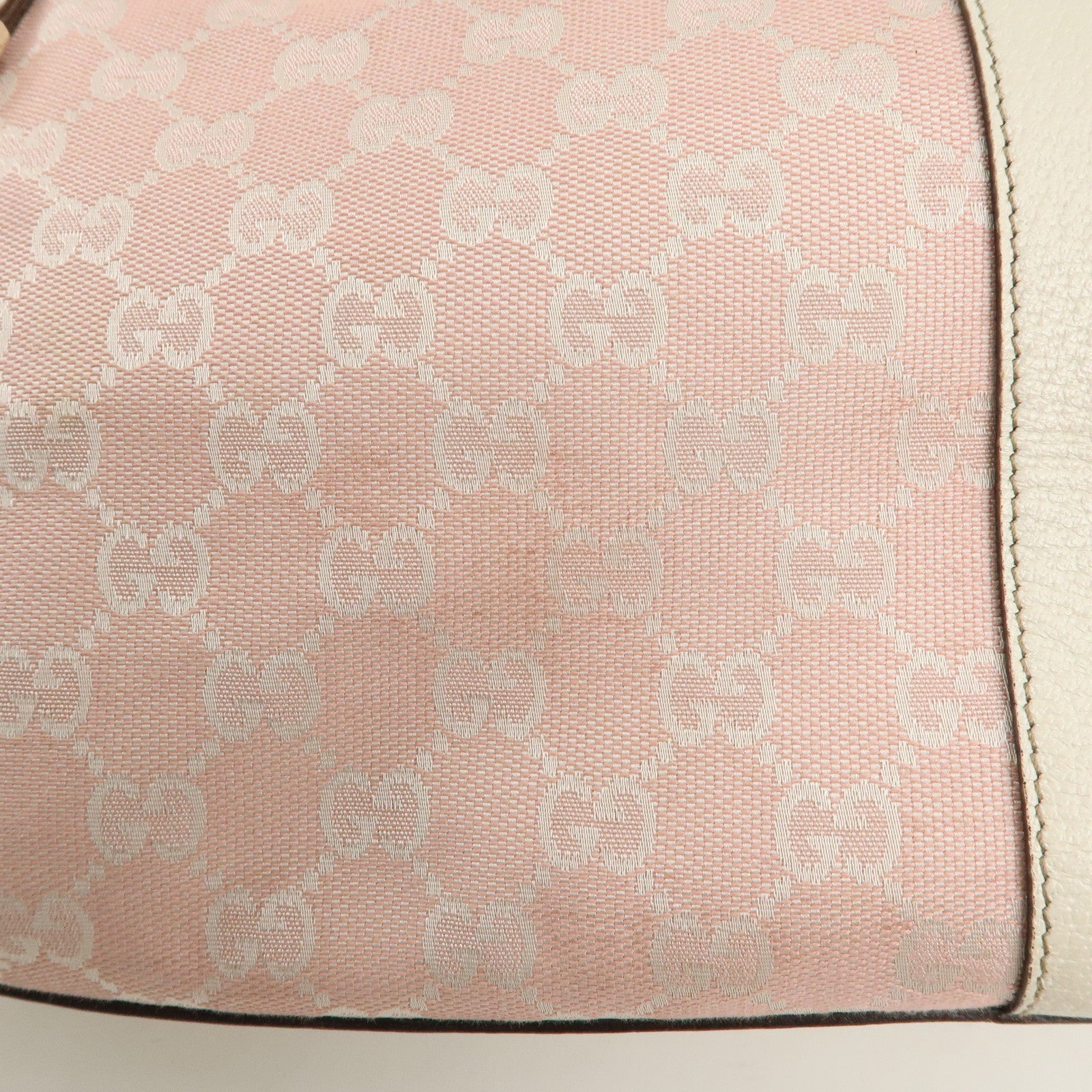 GUCCI Abbey GG Canvas Leather Tote Bag Pink Ivory 141470