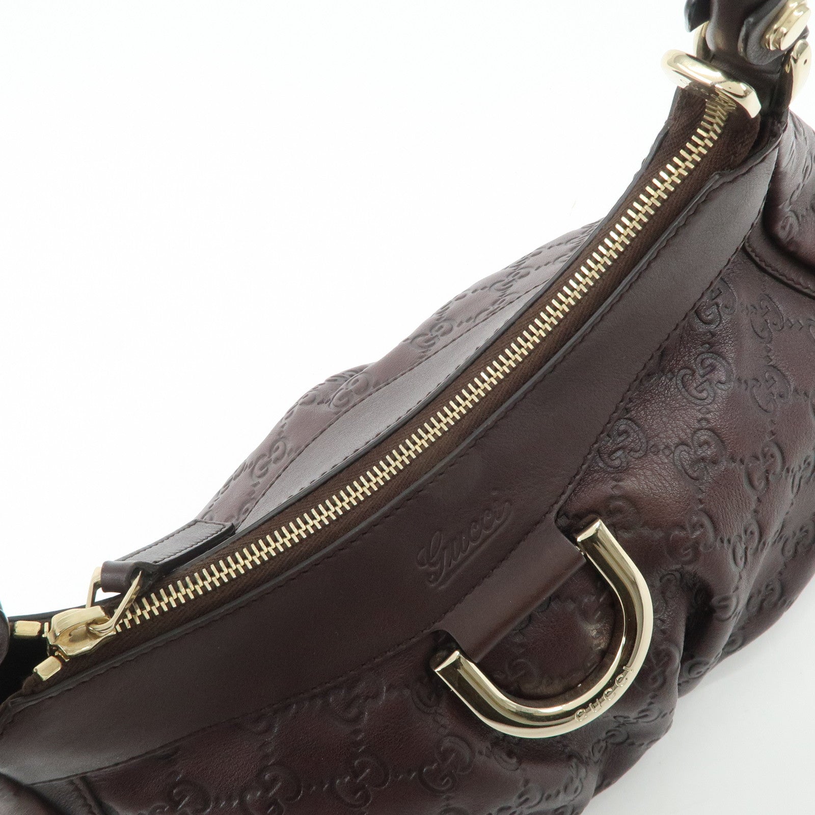 GUCCI Abbey Guccissima Leather Shoulder Bag Brown 190525 Used