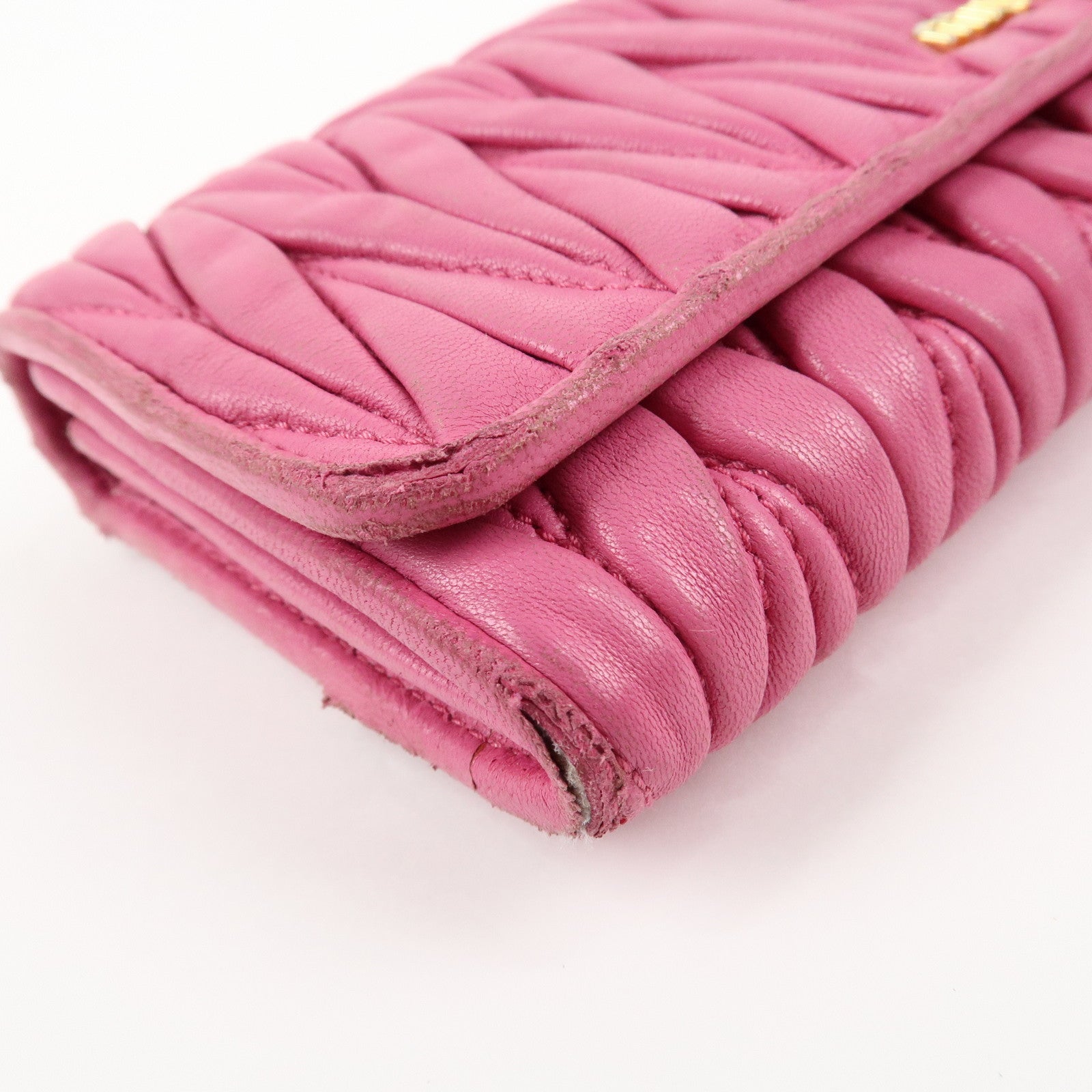 MIU MIU Matelasse Set of 2 Long Wallet Pink 5M1109 5M1183 Used