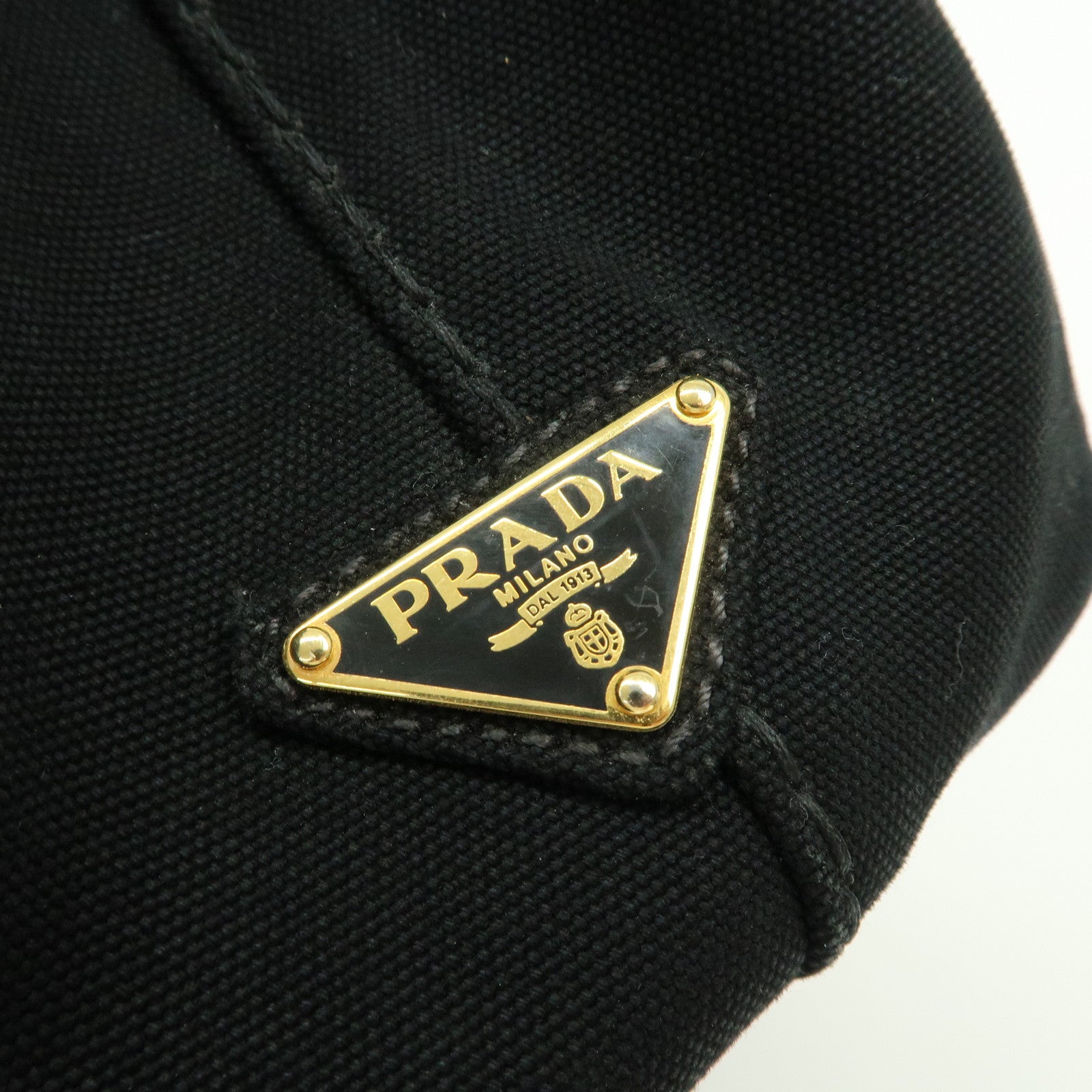 PRADA Logo Canvas Canapa Mini Tote Bag Hand Bag Black BN2439