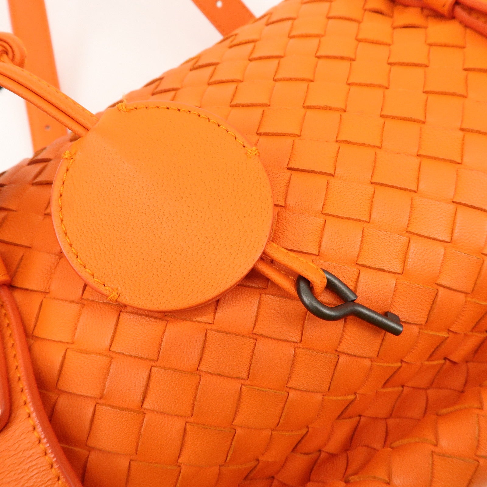 BOTTEGA VENETA Intrecciato Leather Boston Bag Hand Bag Orange