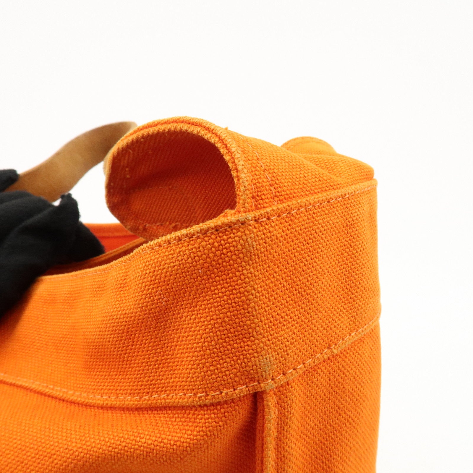 HERMES Marwari GM Canvas Leather □〇 Stamped Shoulder Bag Orange Used