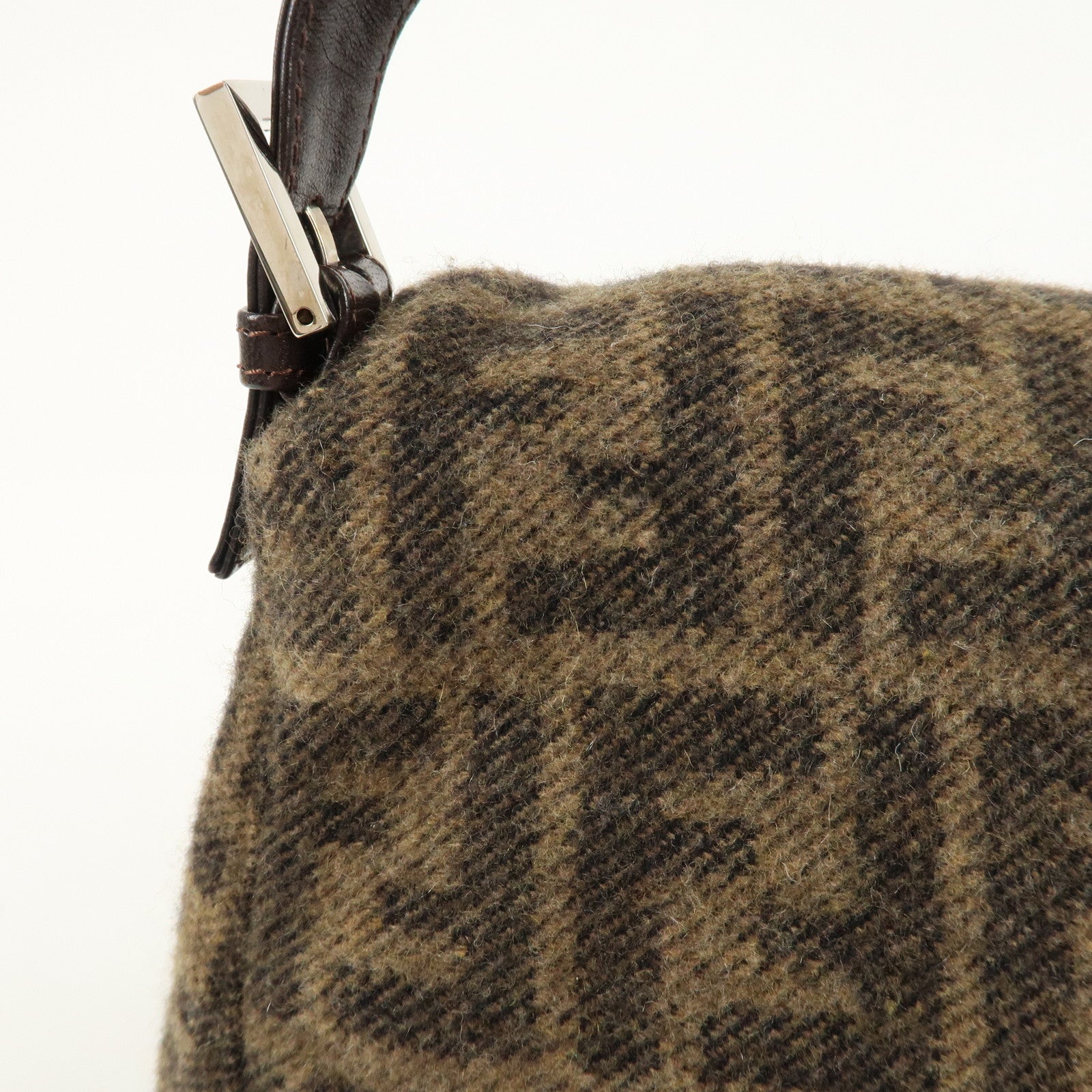 FENDI Mamma Baguette Zucca Wool Leather Shoulder Bag 26325 Used