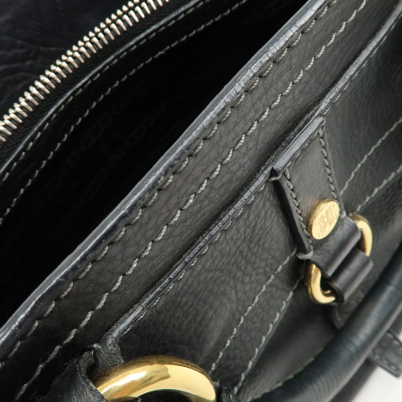 CELINE Leather Boogie Bag Hand Bag Black