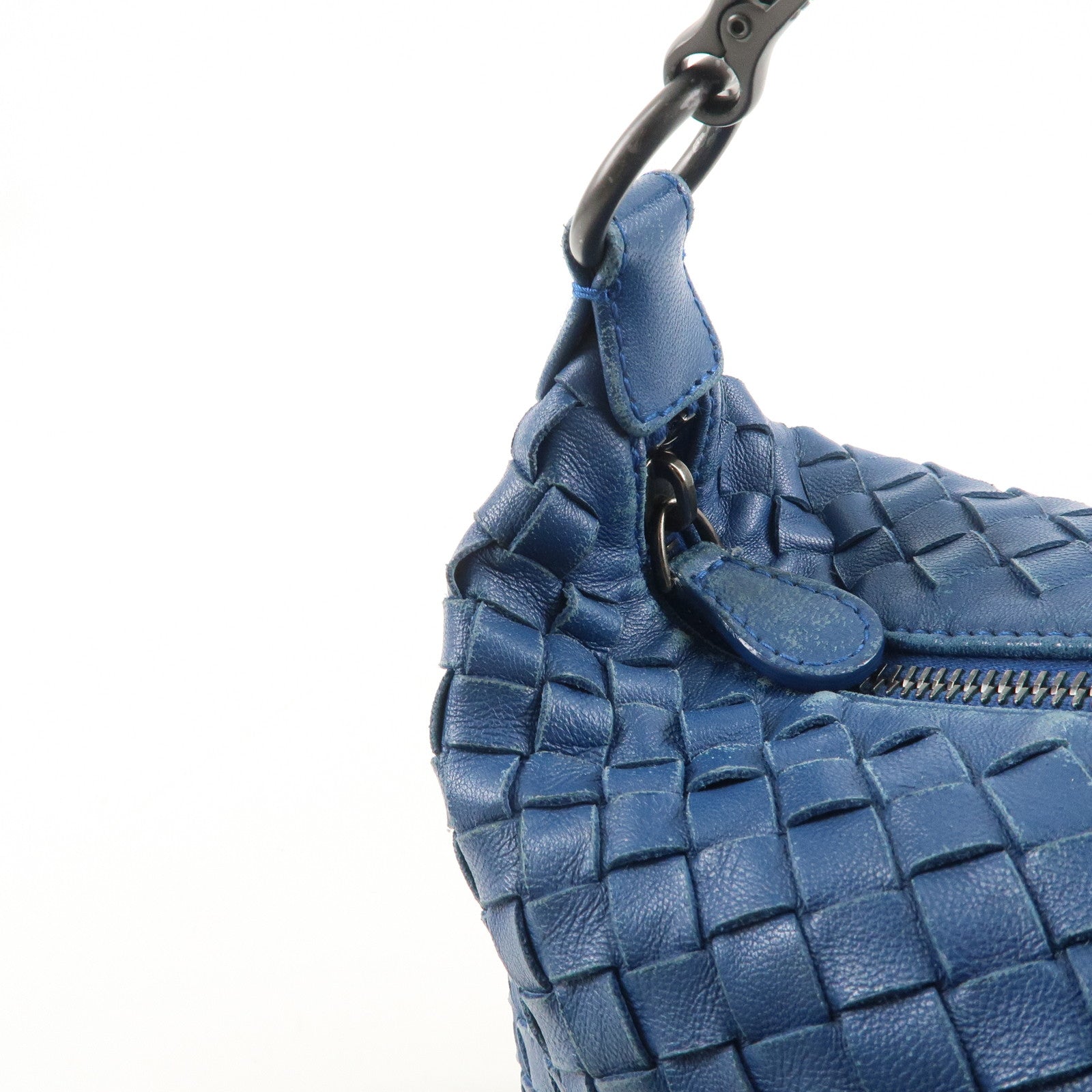 BOTTEGA VENETA Intrecciato Leather Shoulder Bag Blue 239988