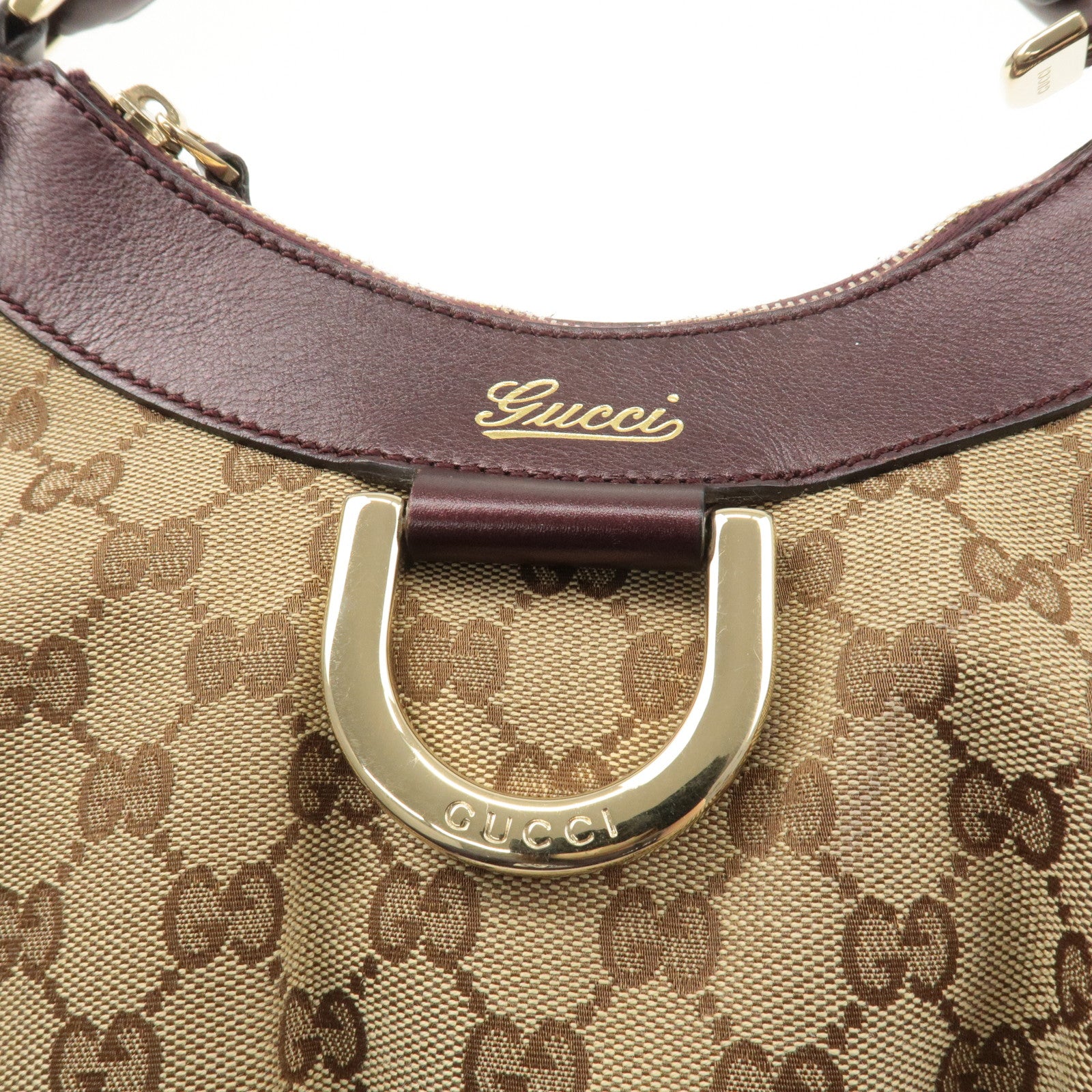 GUCCI Abbey GG Canvas Leather Shoulder Bag Beige Brown 190525