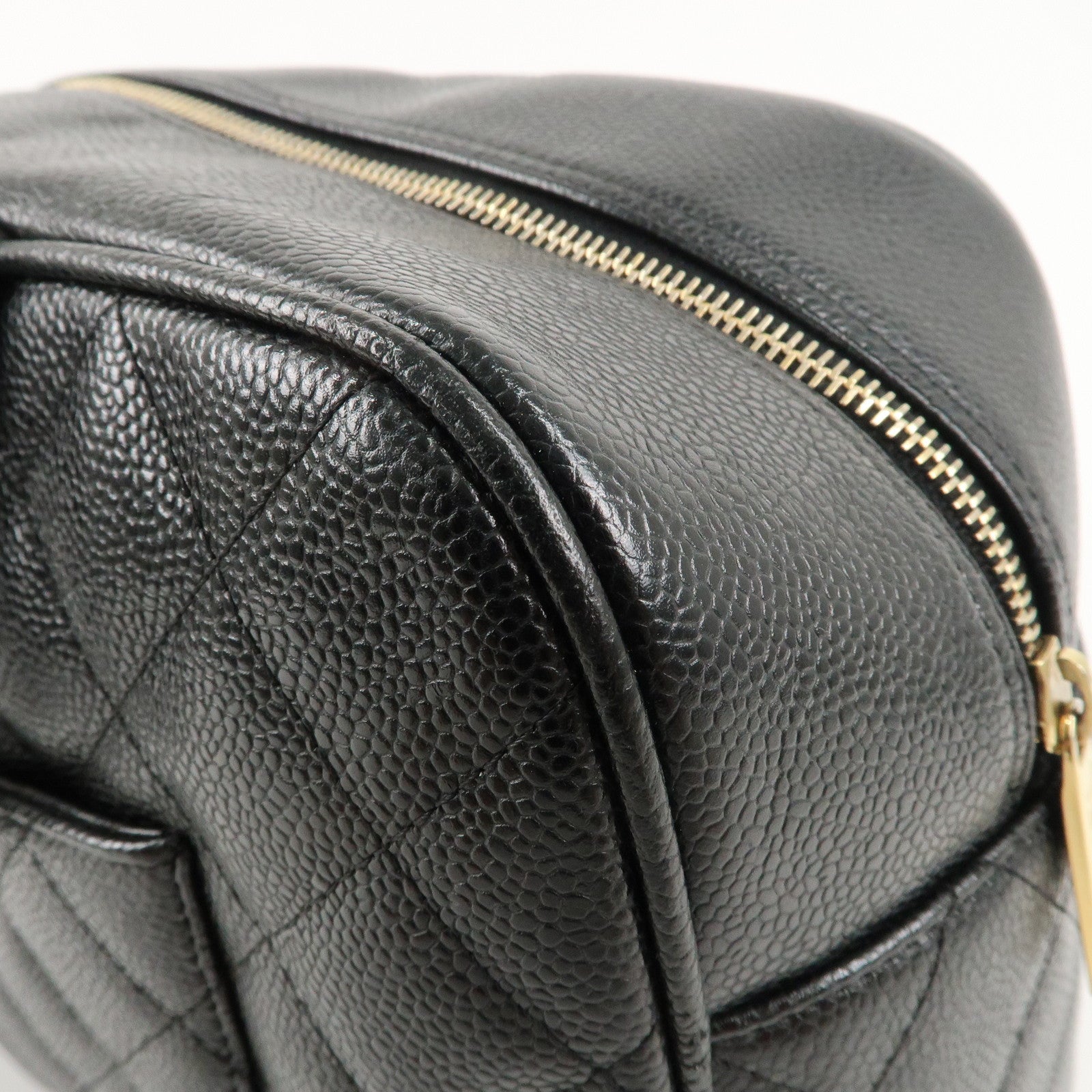 CHANEL Matelasse Caviar Skin Boston Bag Hand Bag Black A20997