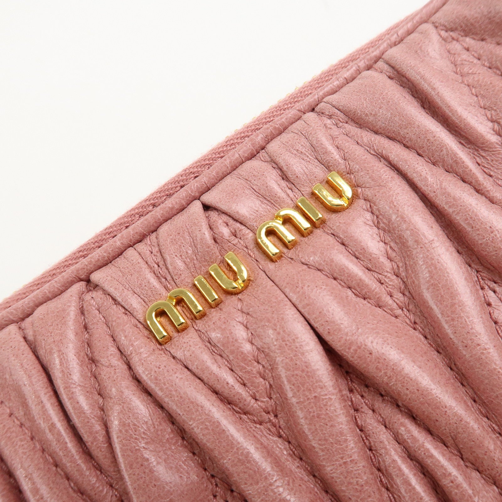 MIU MIU Matelasse Leather Pouch Cosmetic Pouch Hand Bag Pink Used