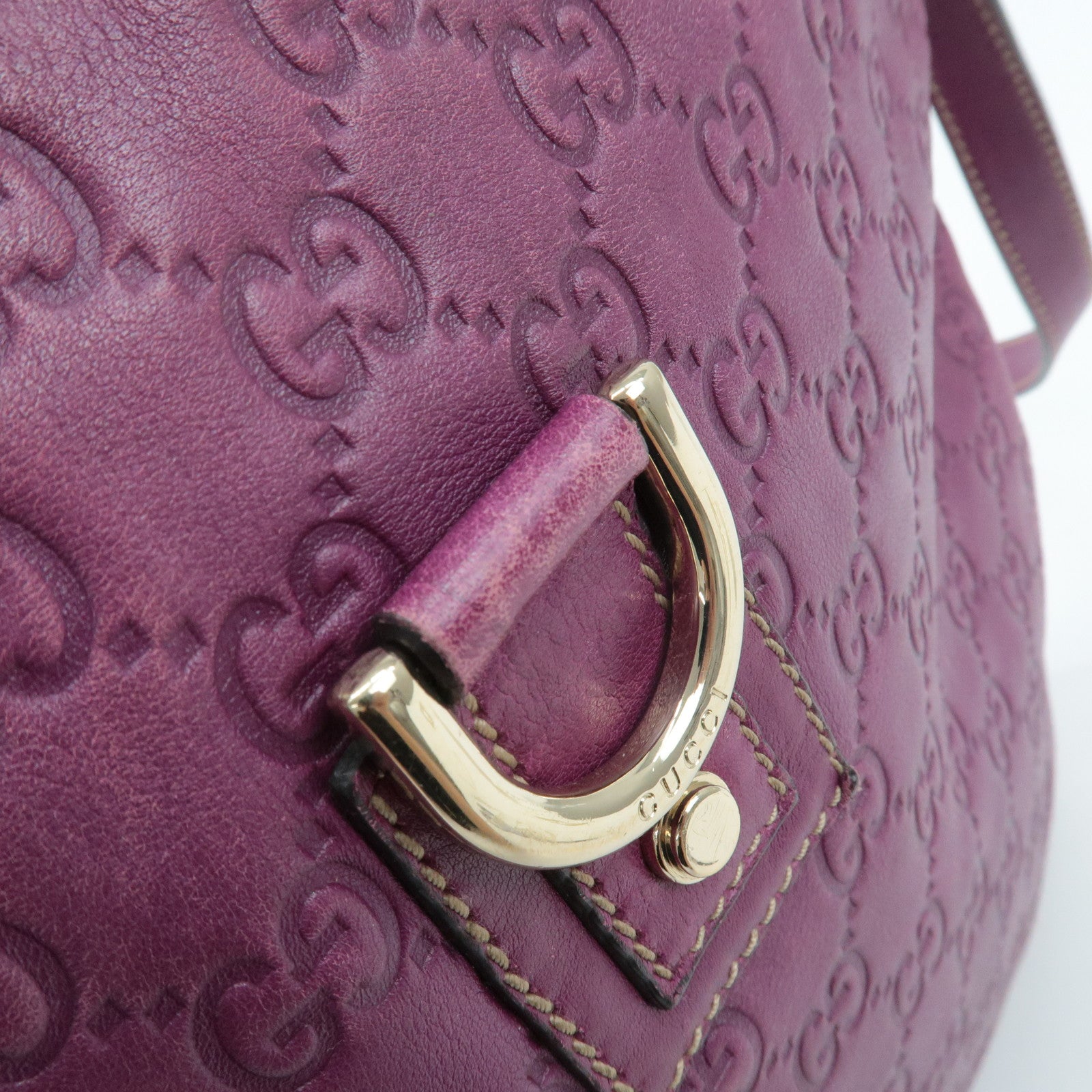 GUCCI Abbey Guccissima Leather Shoulder Bag Purple 131326 Used