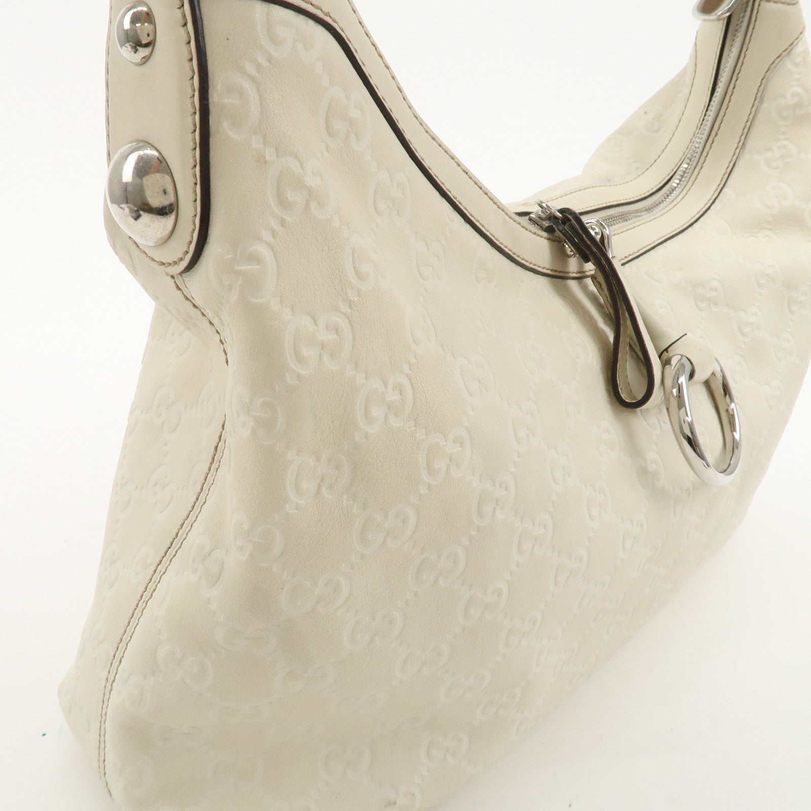 GUCCI Guccissima Leather Horsebit 2WAY Shoulder Bag Ivory 232961 Used