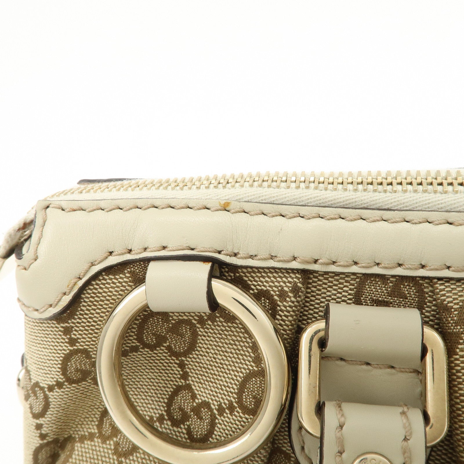 GUCCI Sukey GG Canvas Leather 2Way Bag Hand Bag Beige Ivory Used