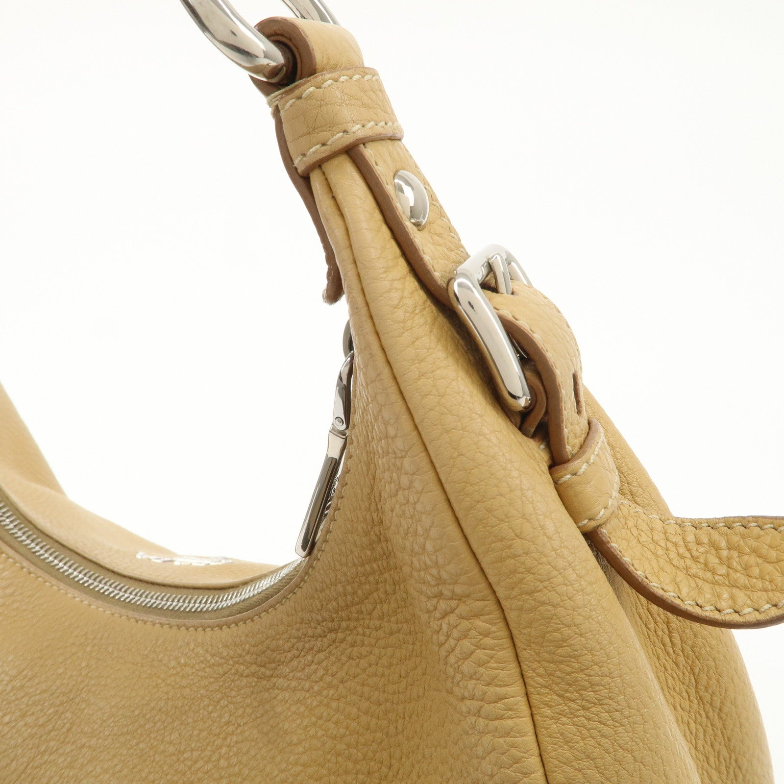 PRADA Leather Shoulder Bag Beige BR4311