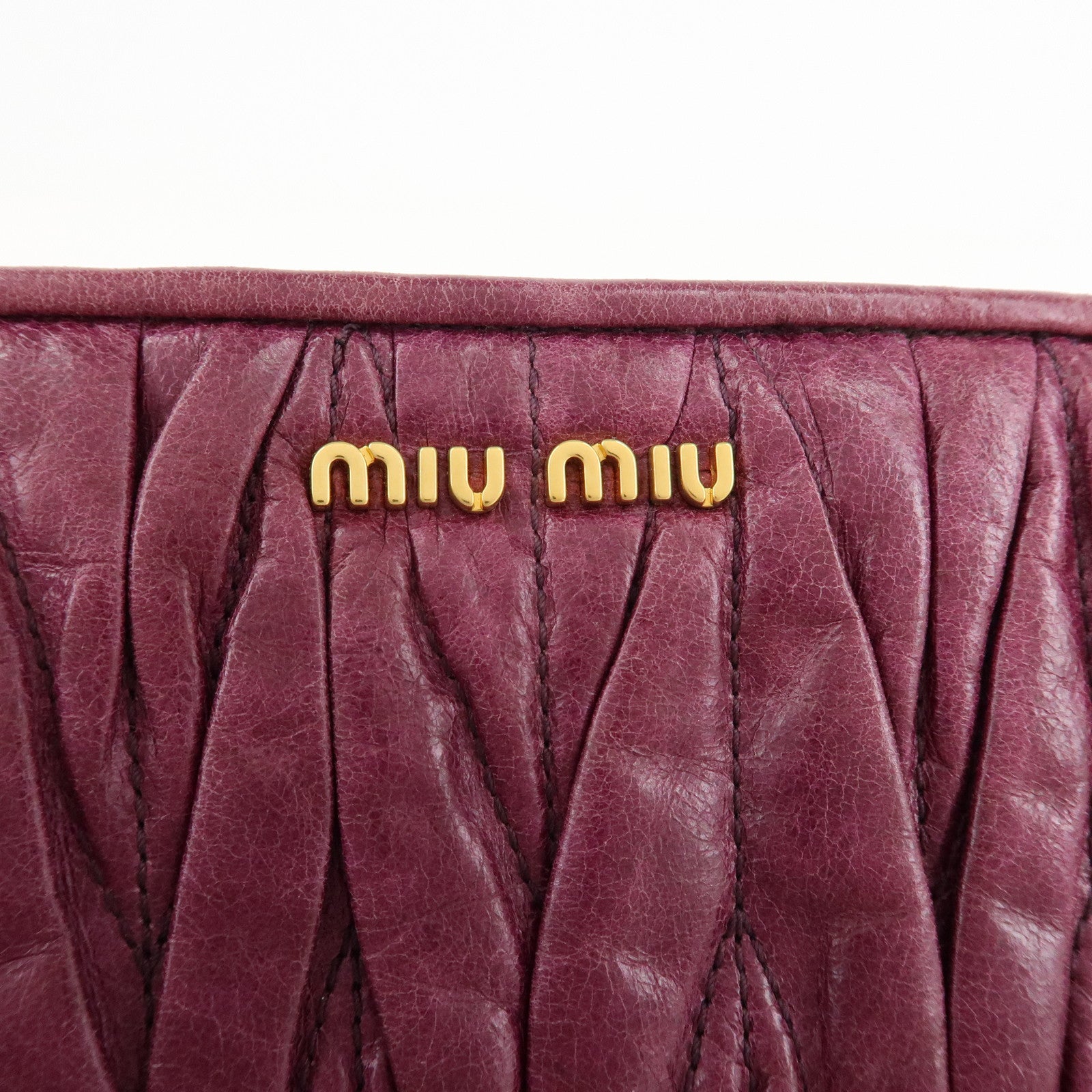 MIU MIU Matelasse Leather Pouch Clutch Bag Second Bag Purple Used