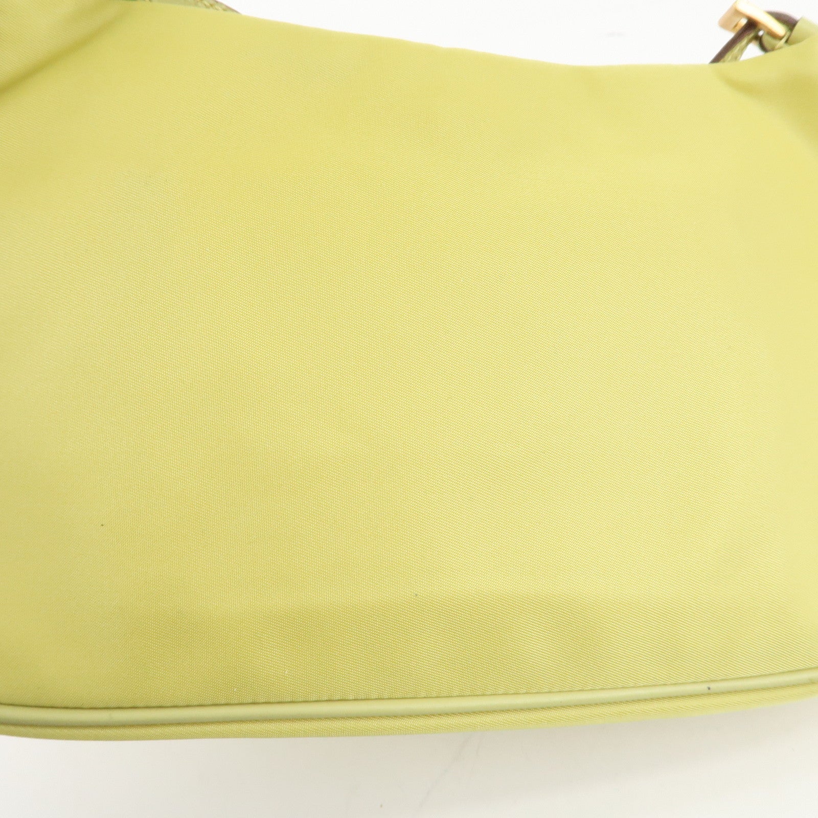 PRADA Nylon Leather Chain Shoulder Bag Yellow BR0105