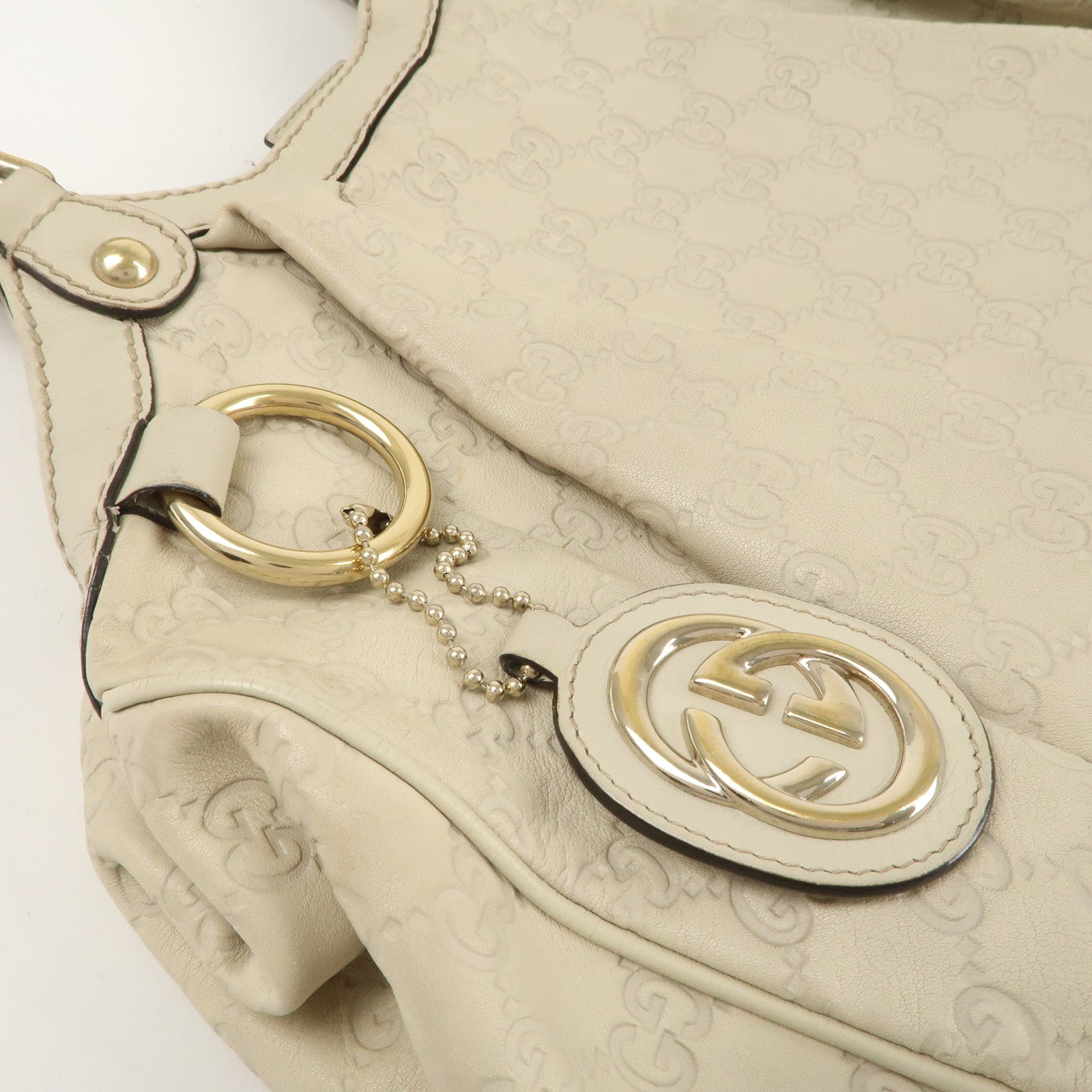 GUCCI Sukey Guccissima Leather Tote Bag Hand Bag Ivory 211944