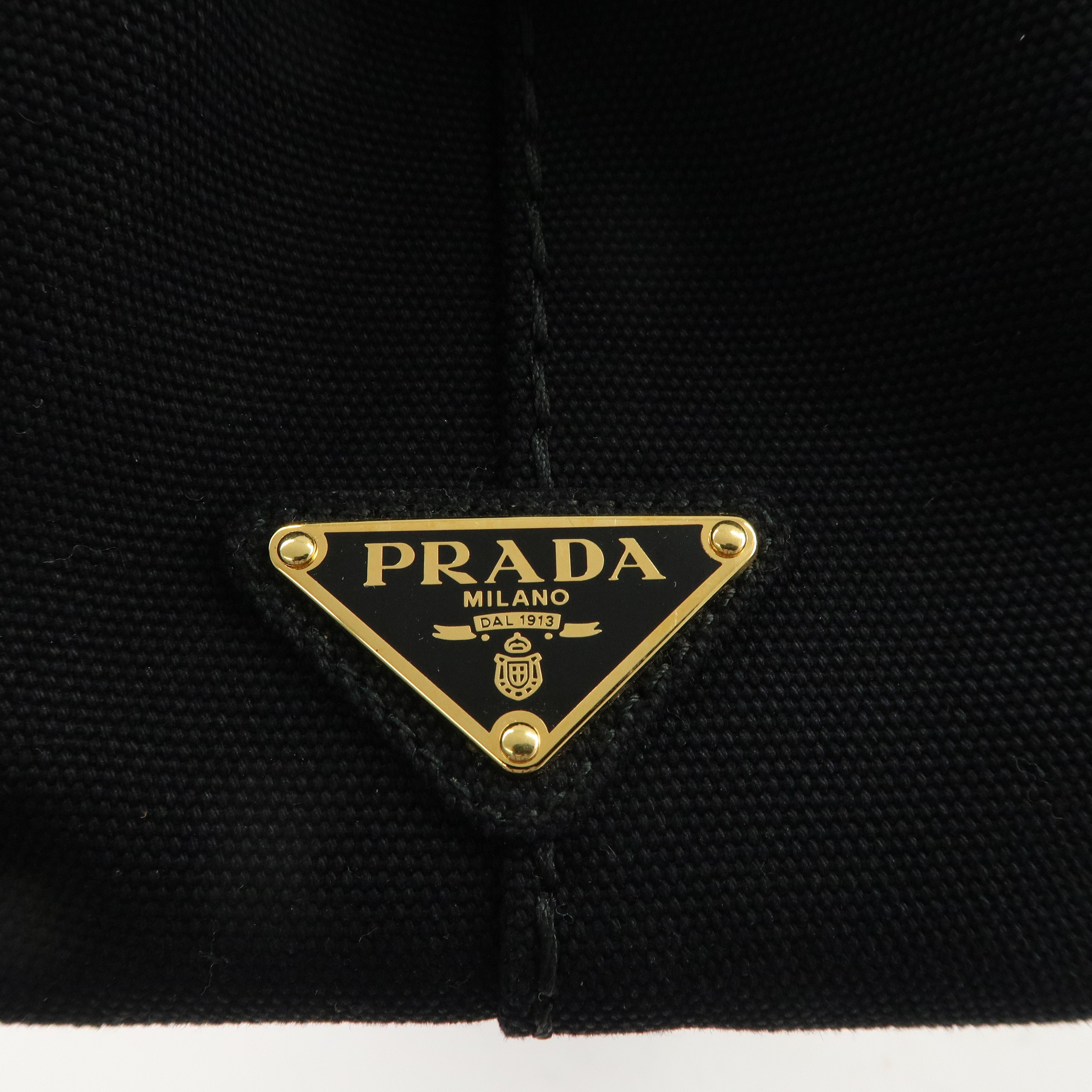 PRADA Logo Canapa Mini Canvas 2Way Shoulder Bag Black 1BG439